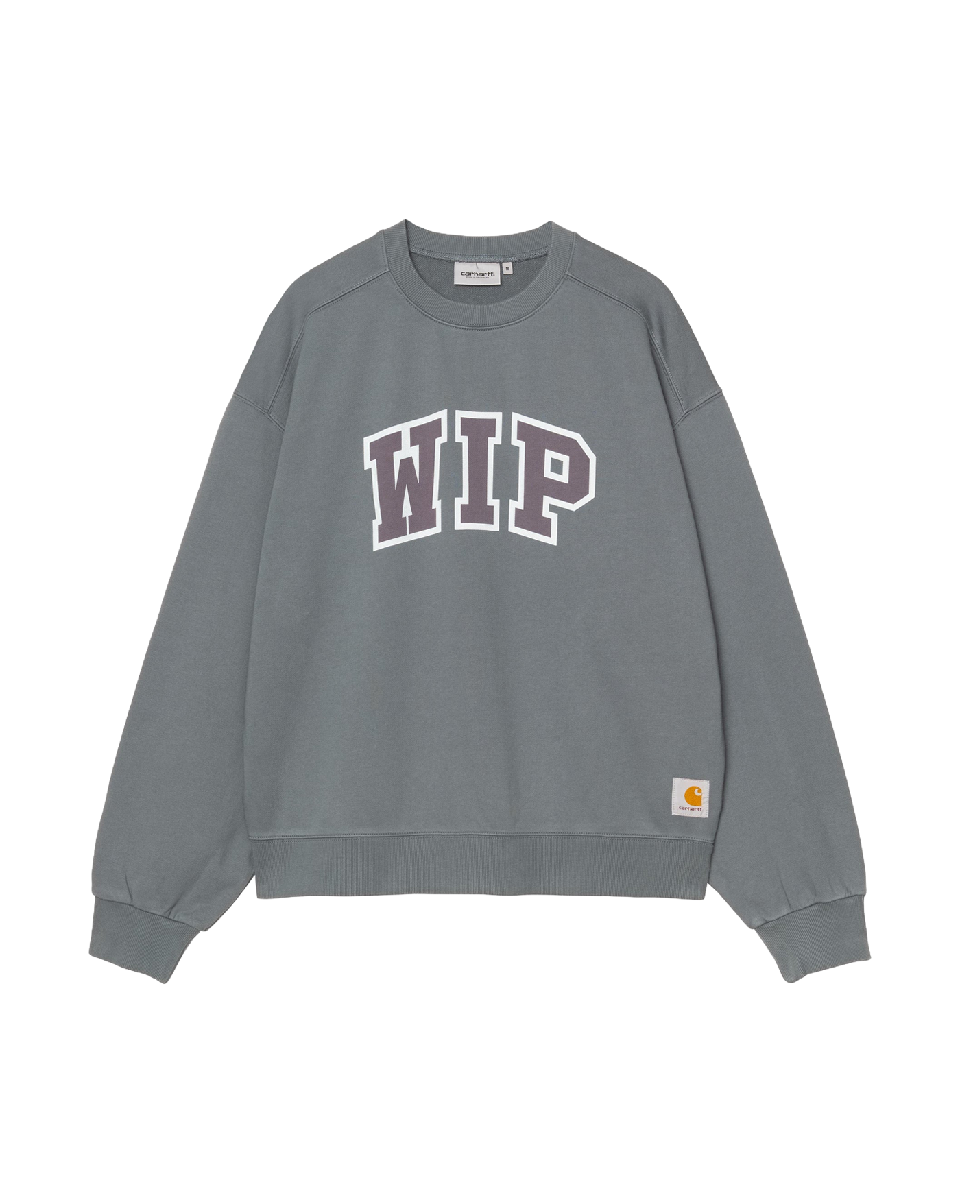 Sweat col rond Carhartt WIP III gris bleuté stone wash imprimé face