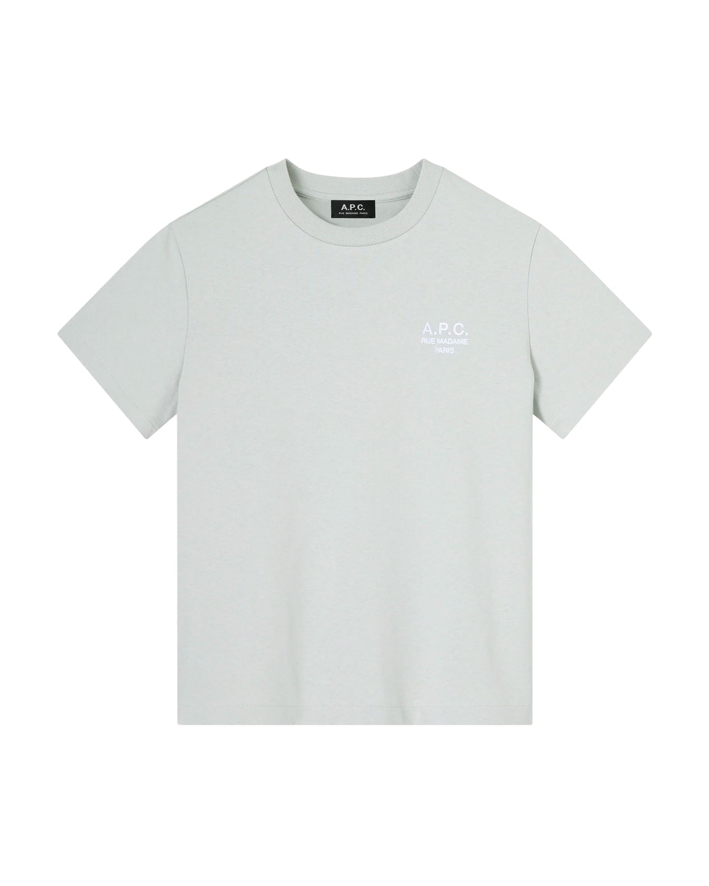 T-shirt A.P.C. Rue Madame bleu pâle logo brodé blanc vue face
