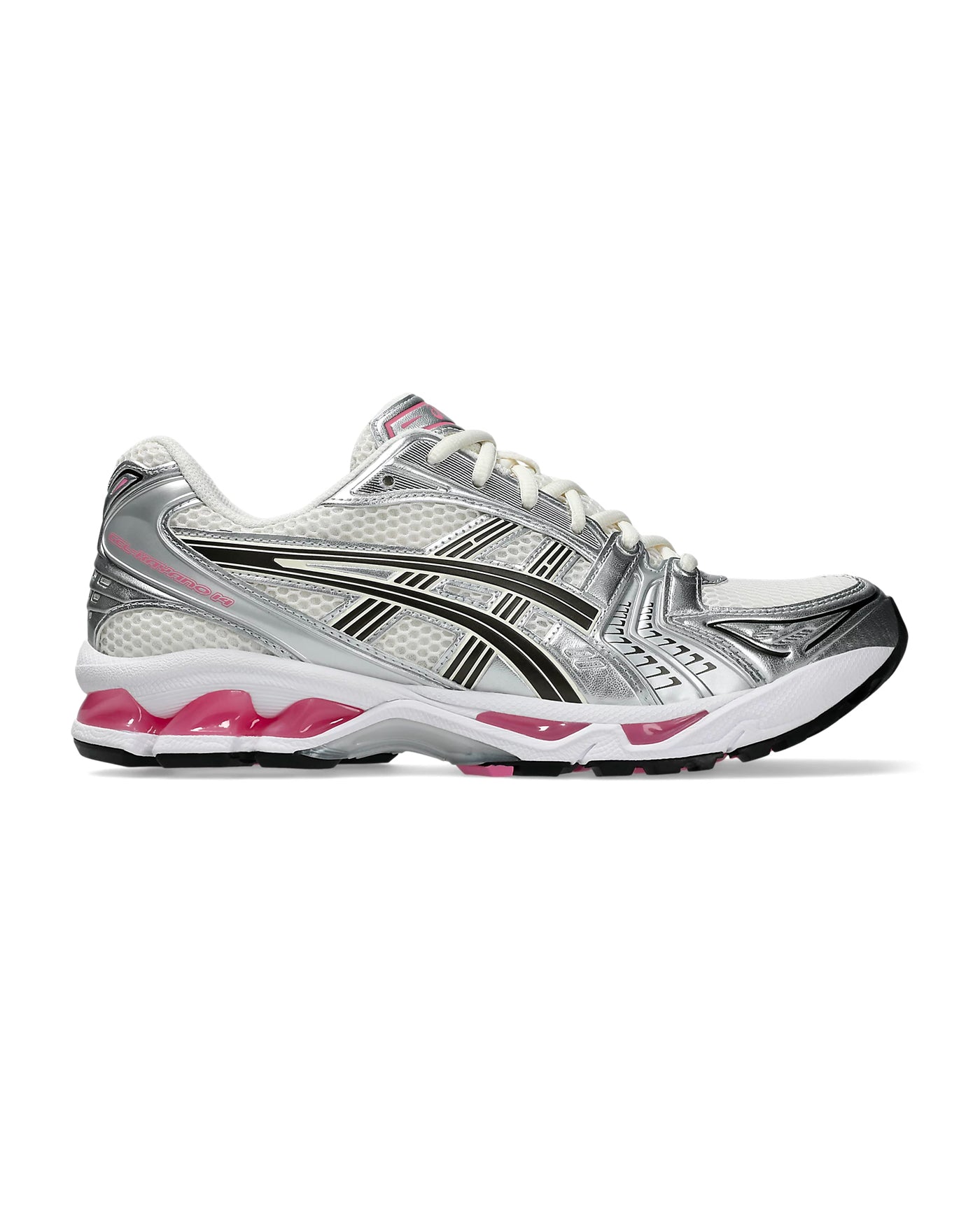 Sneakers Asics Gel-Kayano 14 crème argent et rose profil gauche