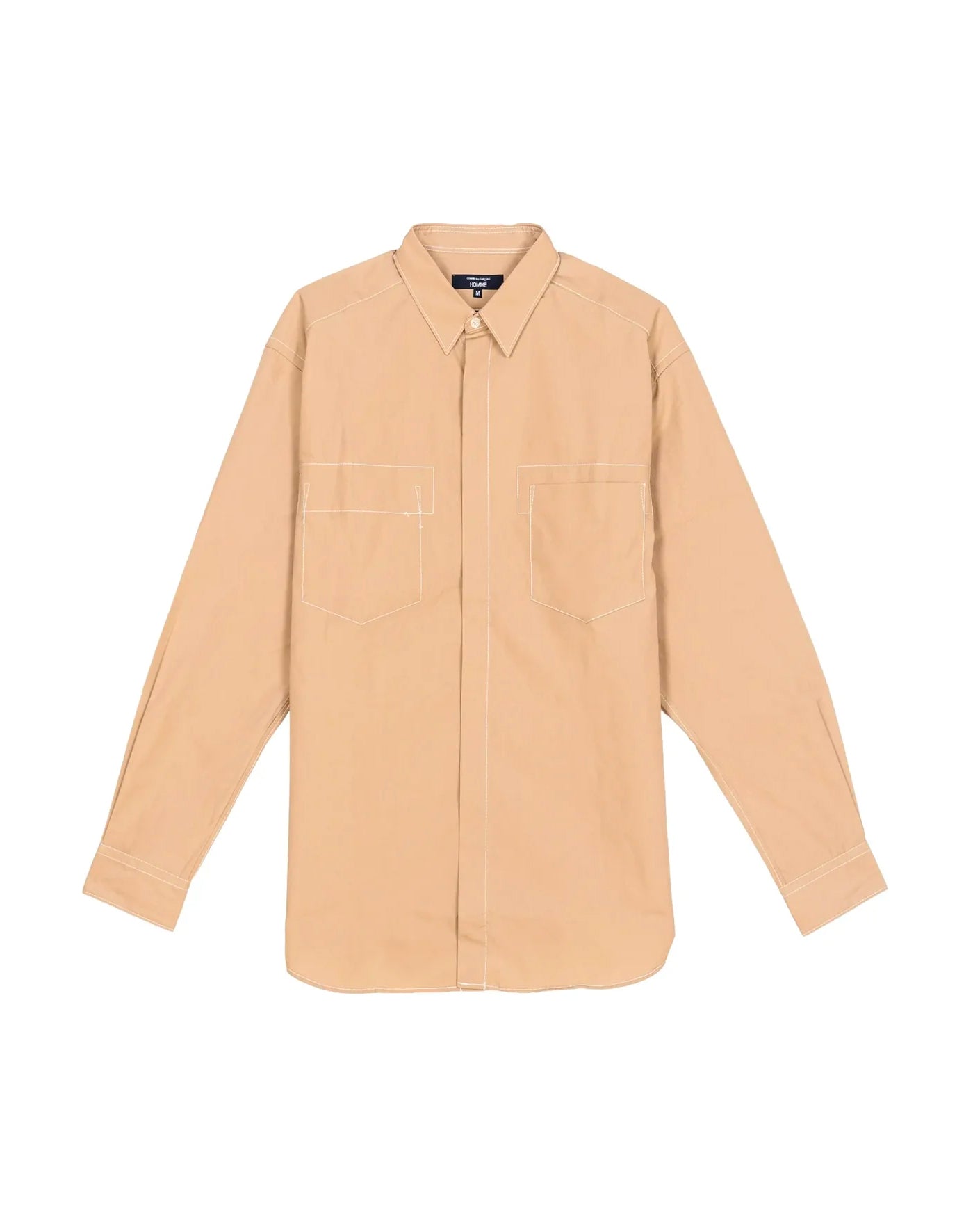 Chemise Comme des Garçons Homme beige surpiqûres blanches face