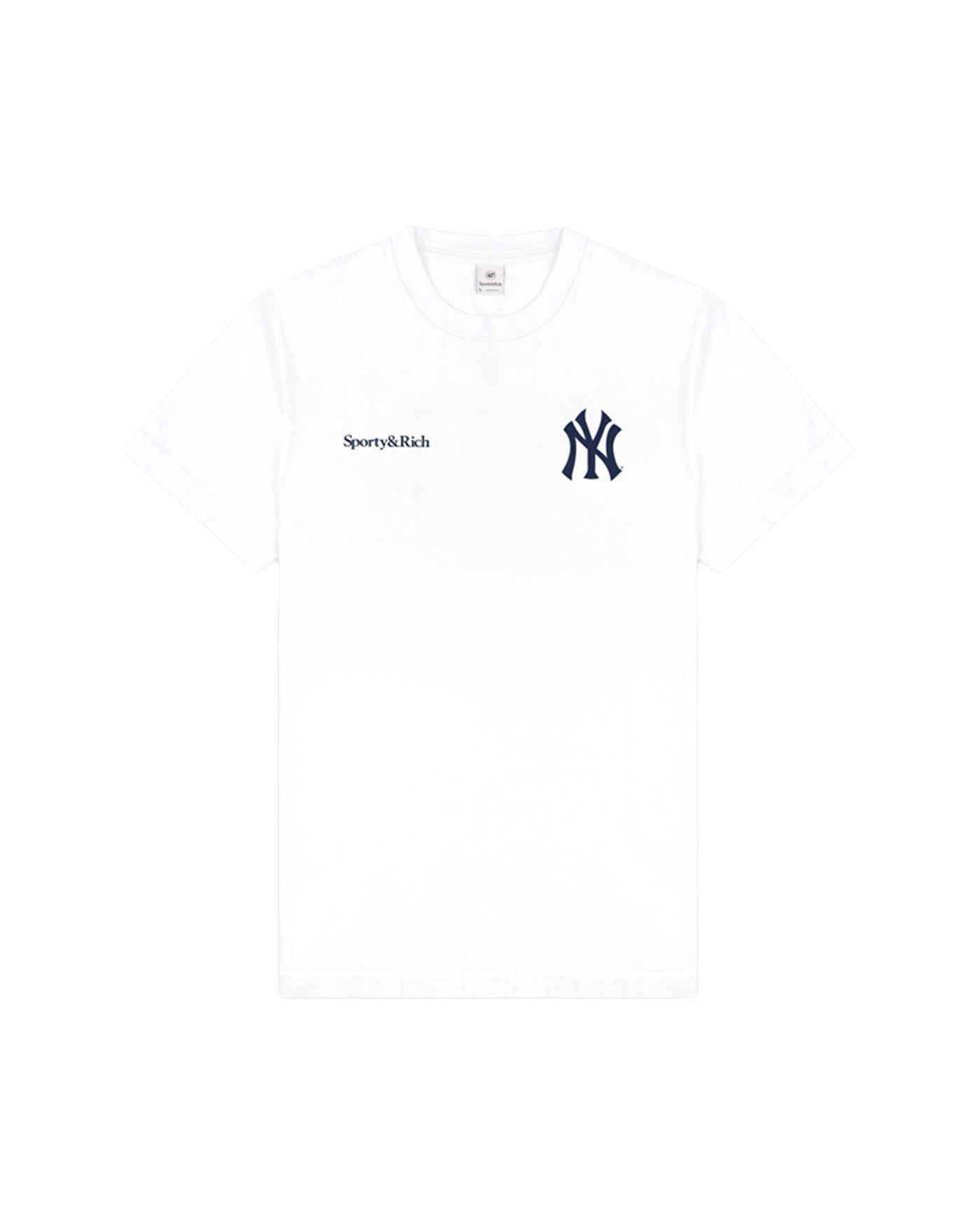 T-shirt Sporty & Rich x Yankees manches courtes blanc logo NY marine face