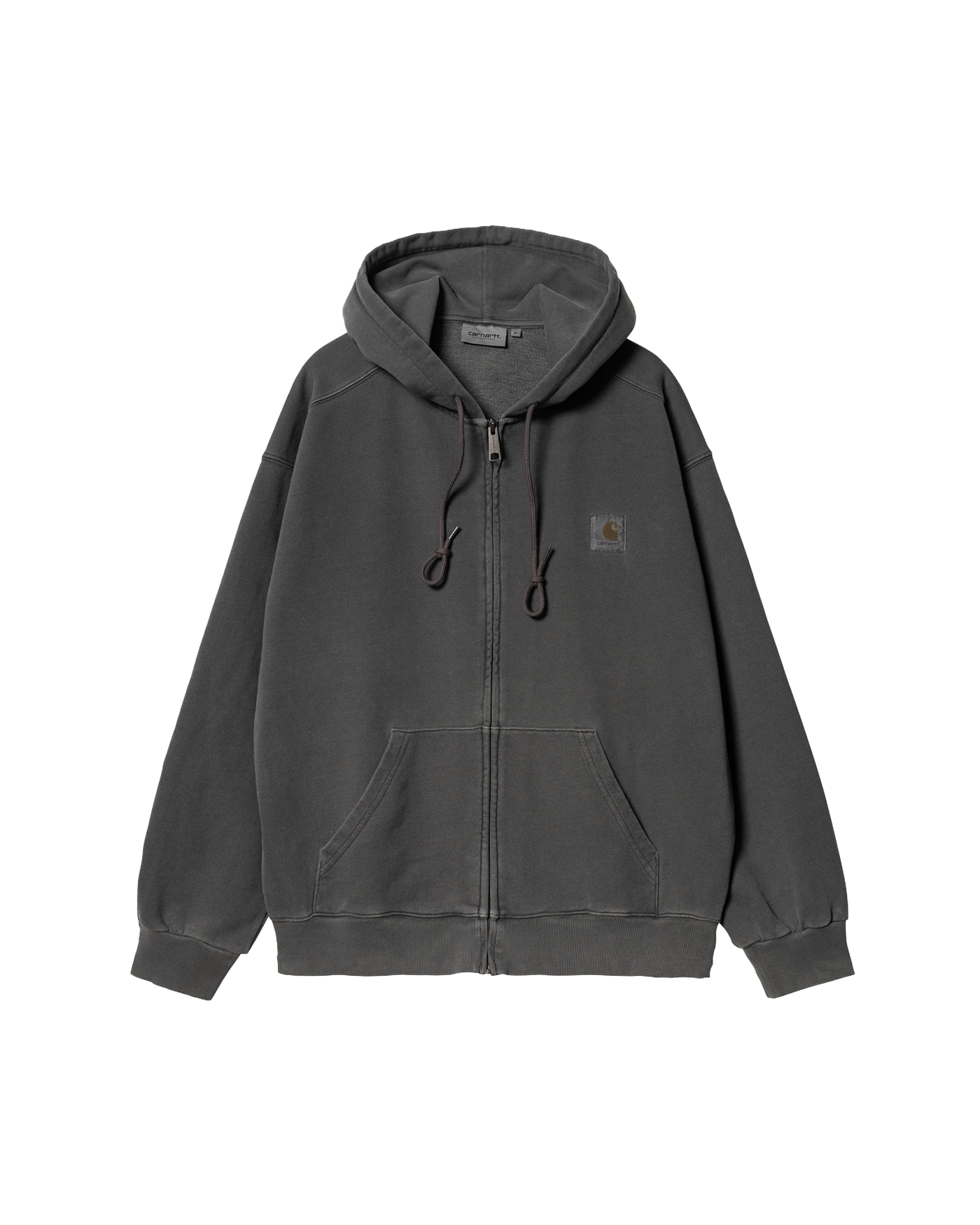 Veste à capuche zippée Carhartt WIP gris anthracite Nelson, face