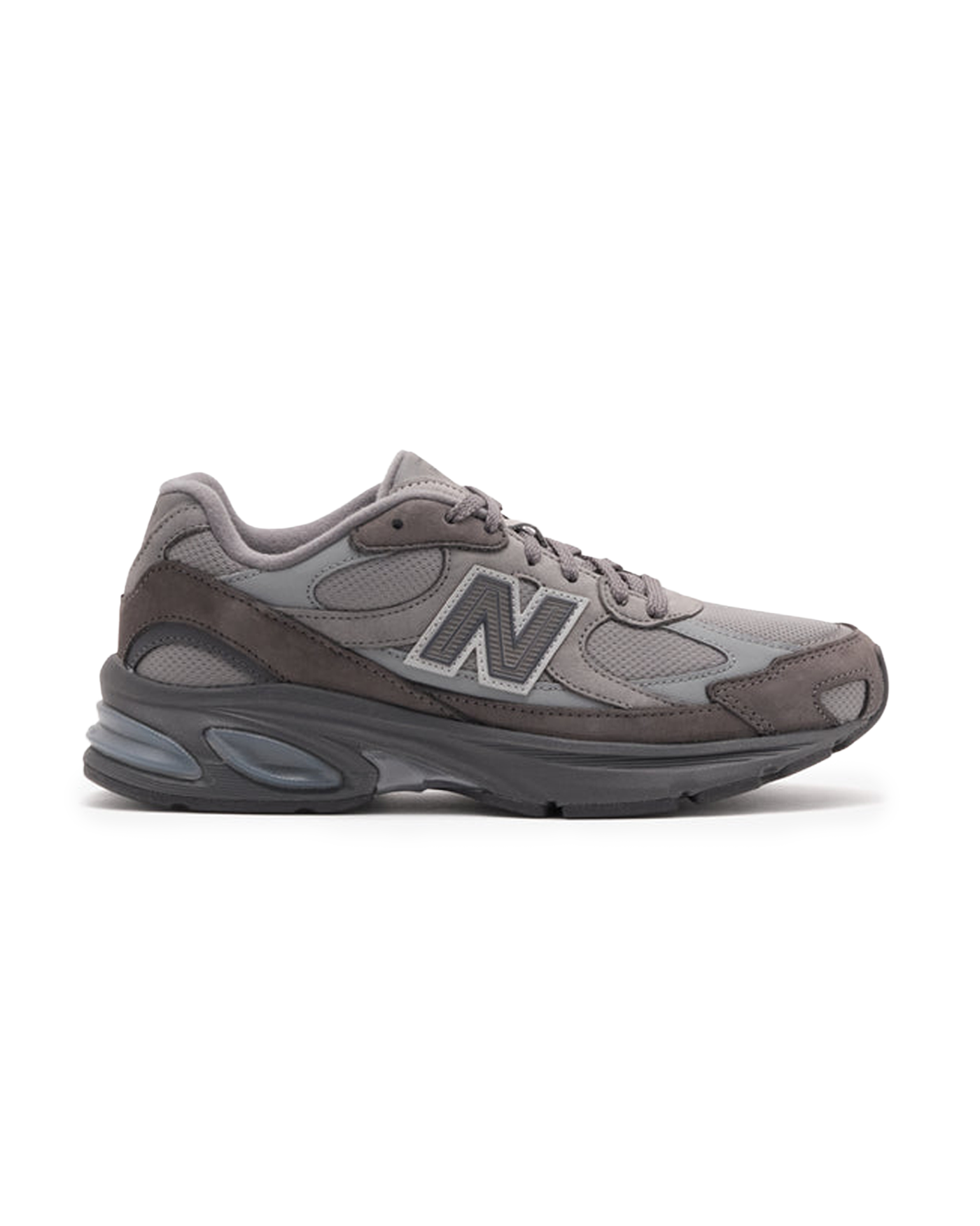 Sneakers Comme des Garçons x New Balance gris foncé suède profil droit