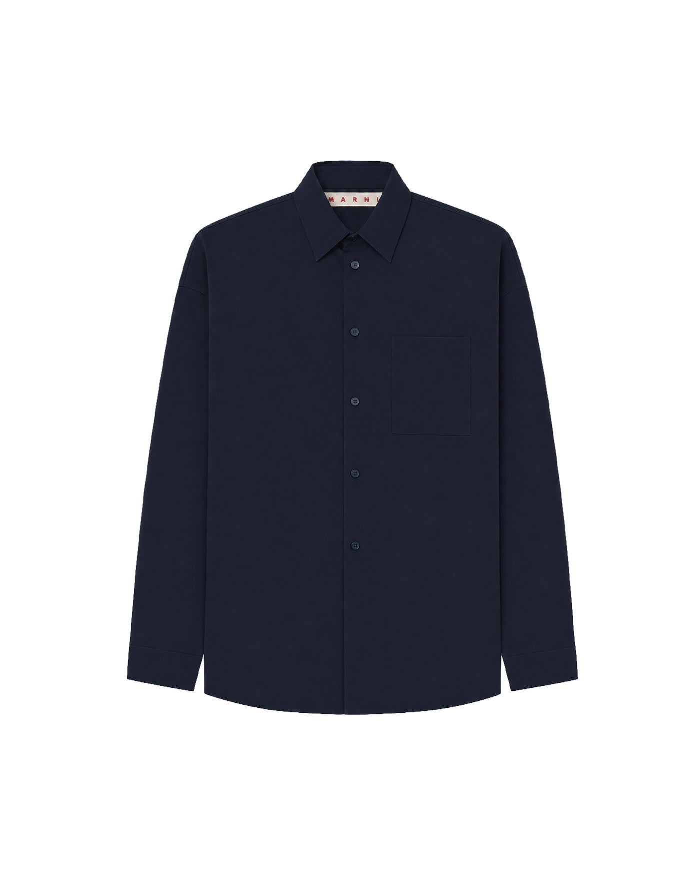 Chemise Marni bleu marine uni poche poitrine manches longues vue face