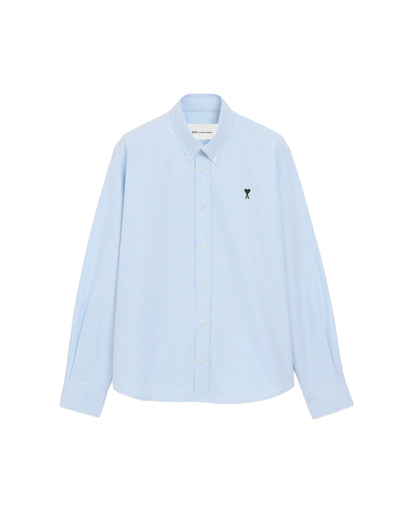 Chemise Ami Paris bleu ciel oxford logo cœur manches longues face