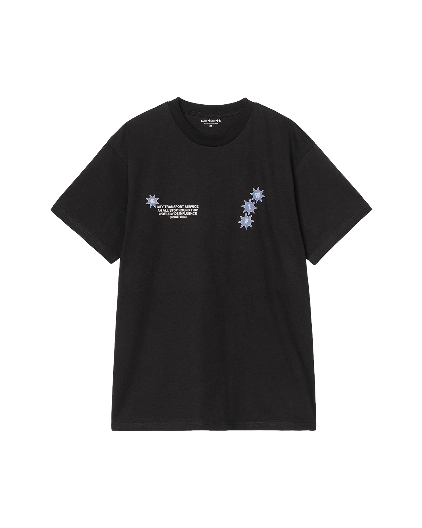 T-shirt Carhartt WIP C Trip noir avec print étoiles bleues, vue face