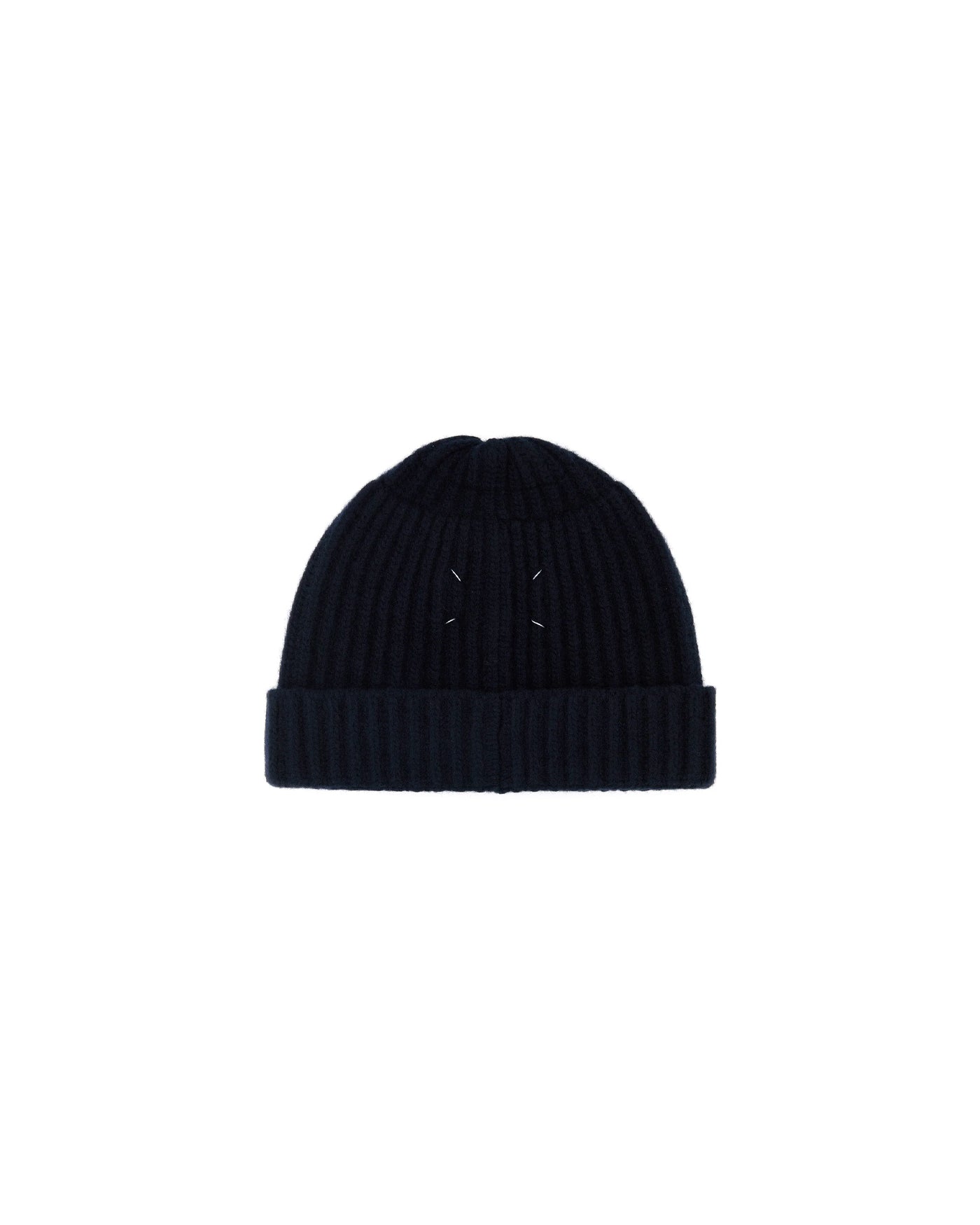 Bonnet Maison Margiela bleu marine côtelé 4 points brodés face