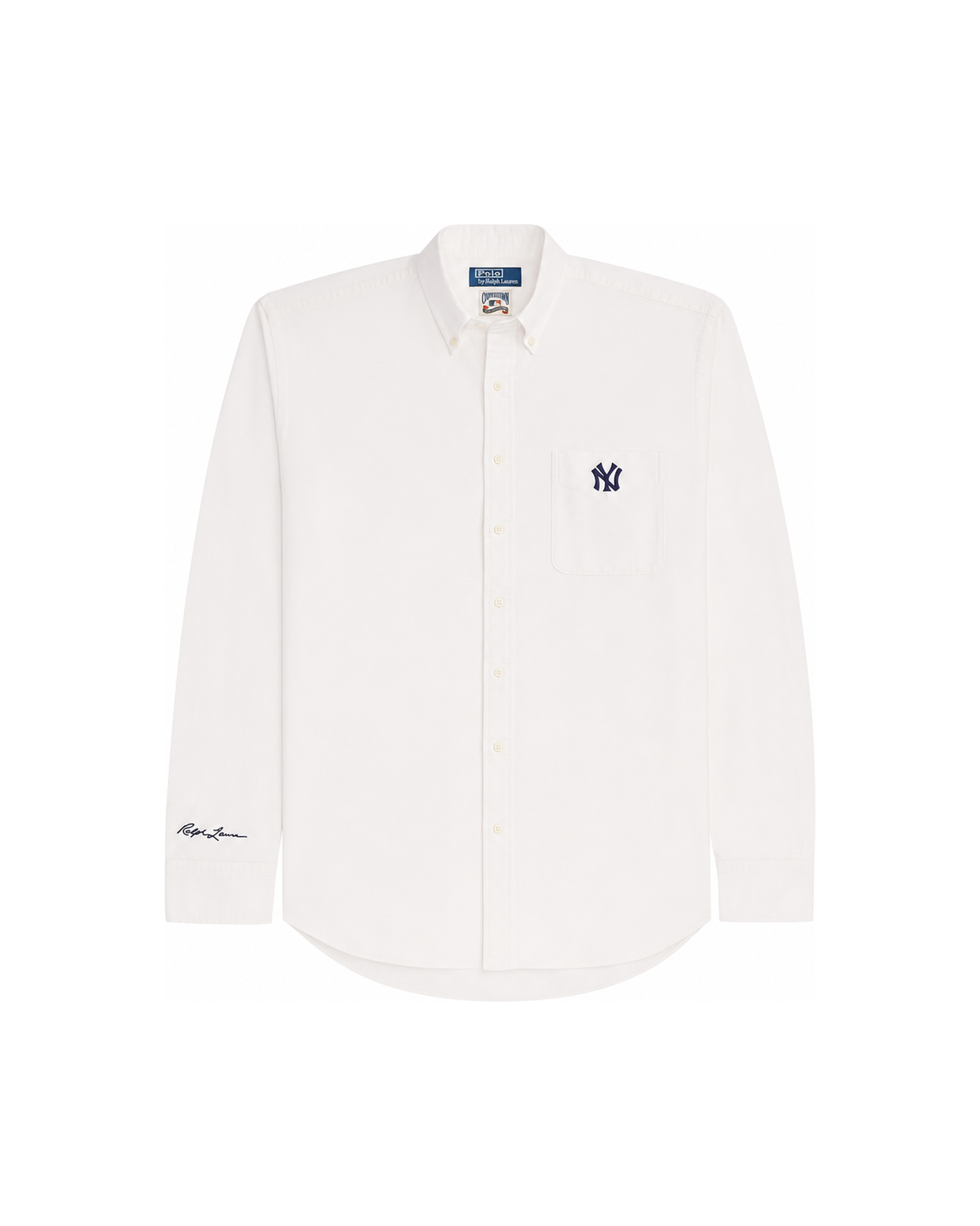 Chemise Oxford Ralph Lauren x Yankees blanche logo NY brodé face