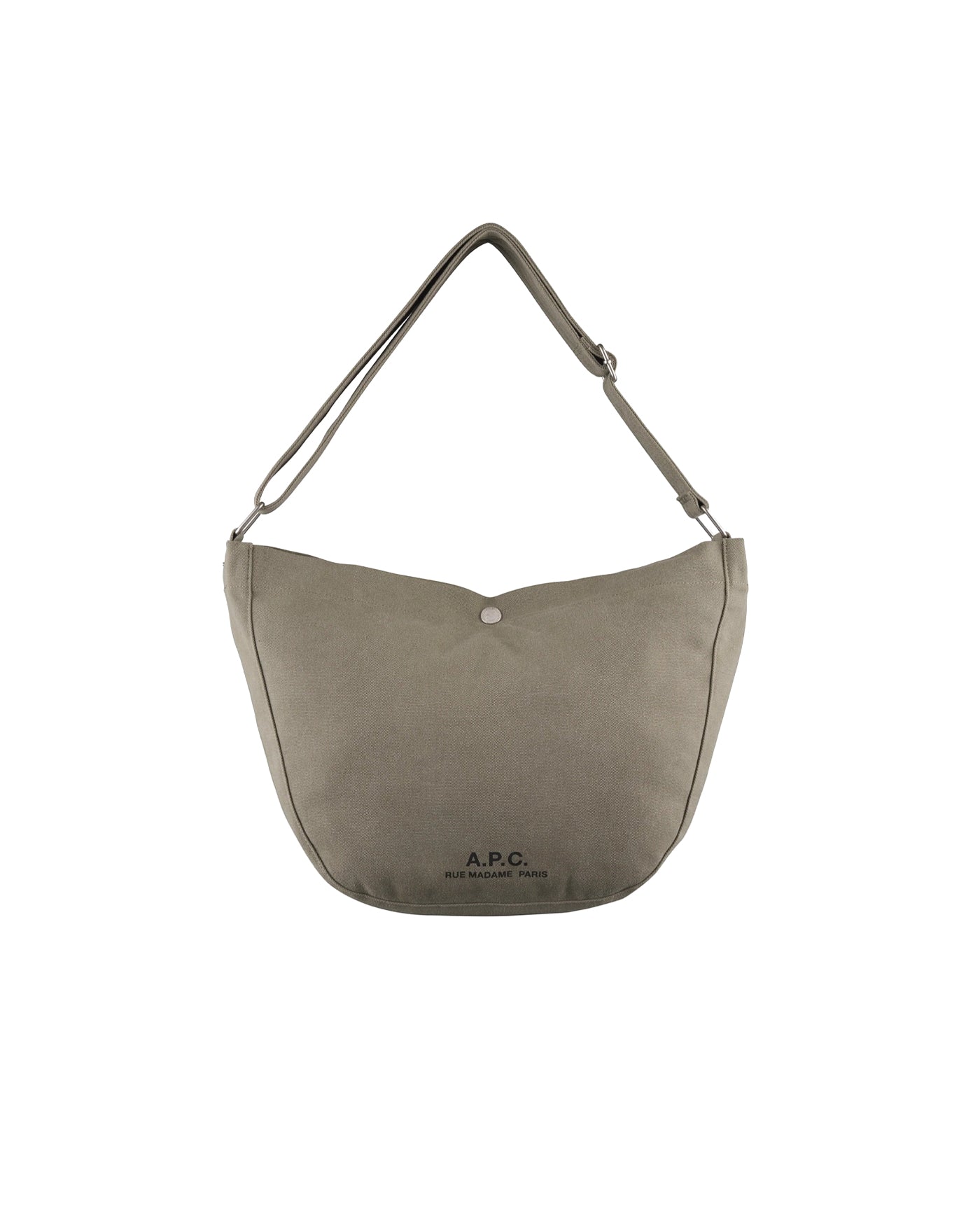Sac besace A.P.C Journal kaki en toile avec bandoulière vue de face