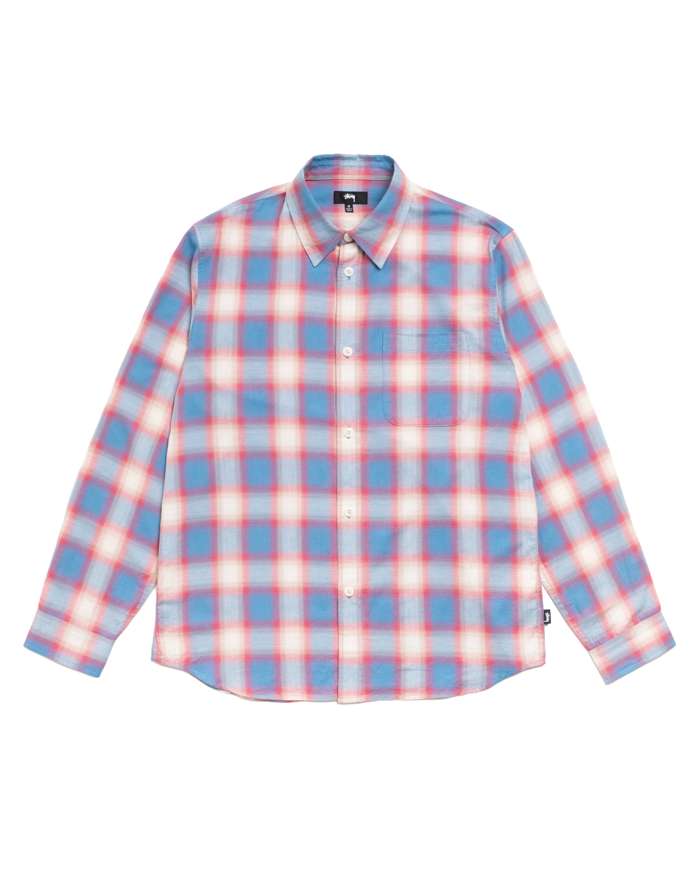 Chemise Stüssy Beach Ombre Plaid à carreaux bleu et rose face