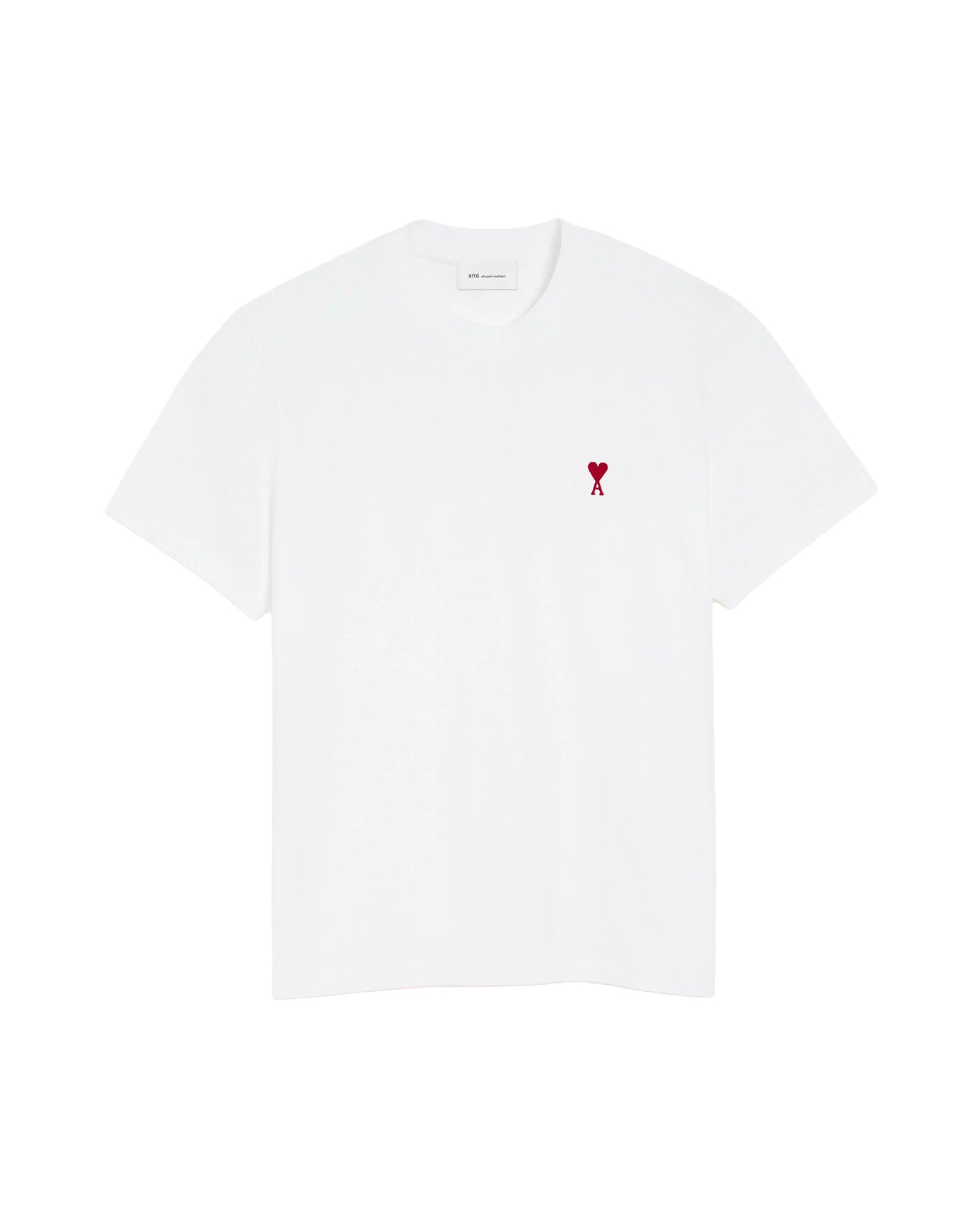 T-shirt Ami Paris blanc logo Ami de Coeur rouge brodé vue face