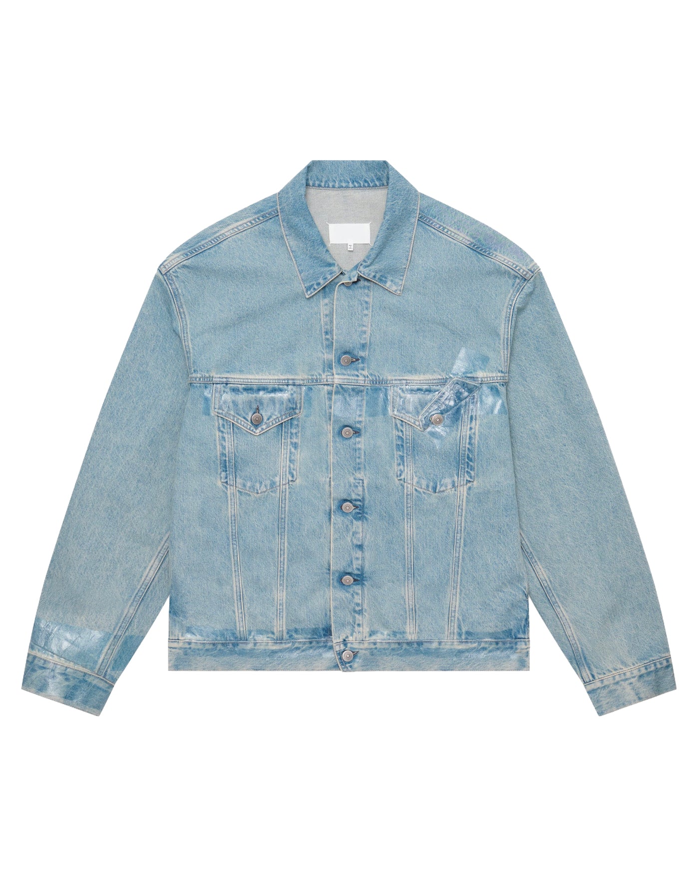 Veste en denim Maison Margiela bleu clair délavé à plat face
