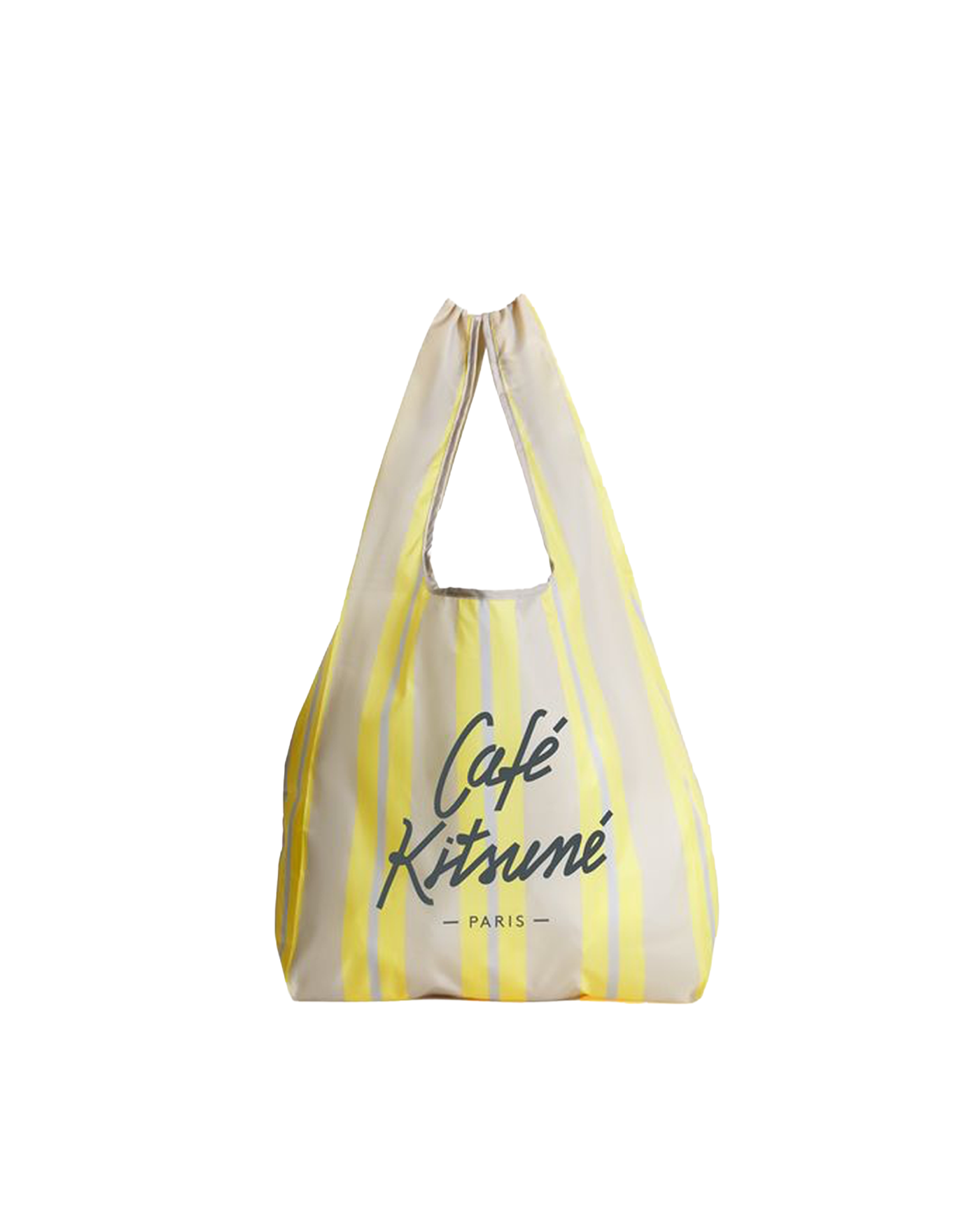 Tote bag Café Kitsuné rayures jaune et écru lemonade vue de face