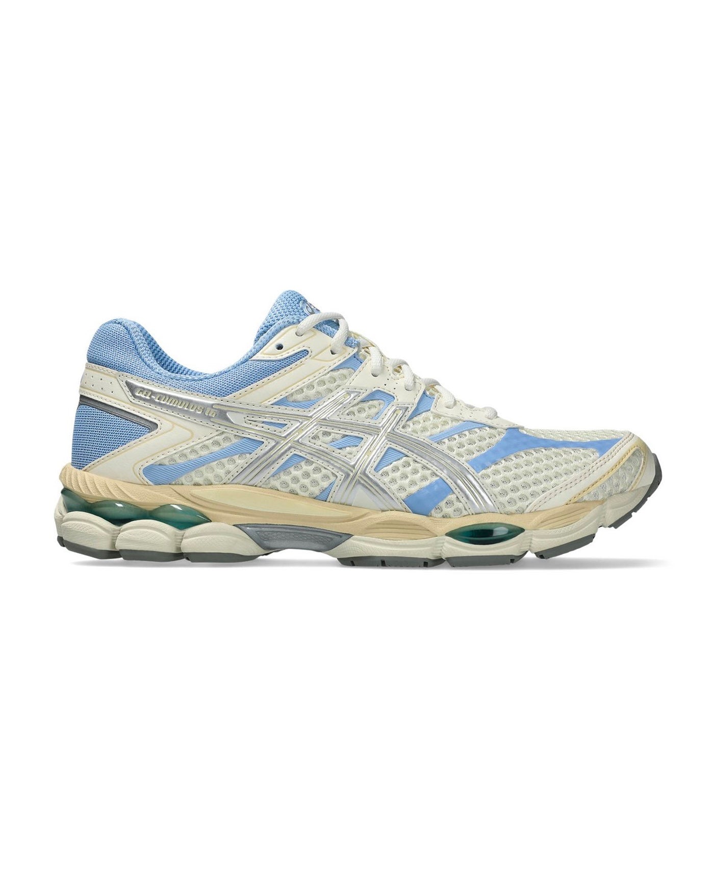 Sneakers Asics Gel Cumulus 16 ivoire et bleu ciel profil droit