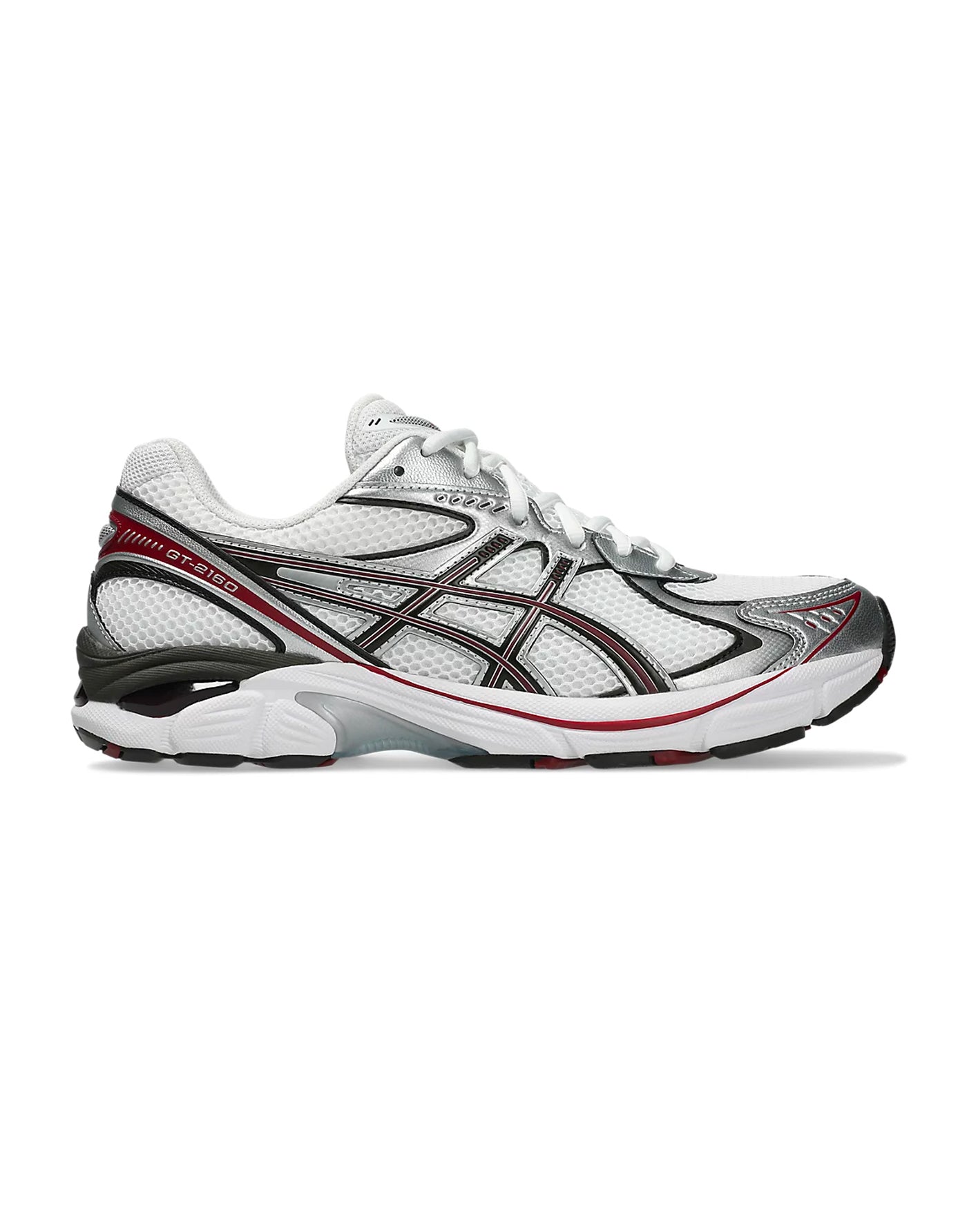 Sneakers ASICS GT 2160 coloris blanc et rouge bordeaux profil gauche