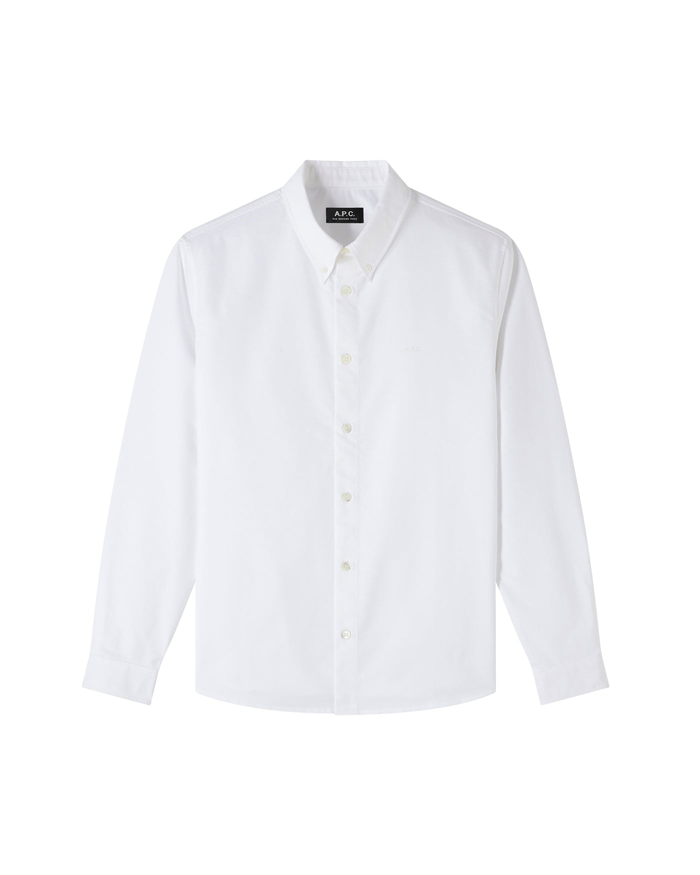 Chemise A.P.C. Greg logo FS blanche col boutonné manches longues face