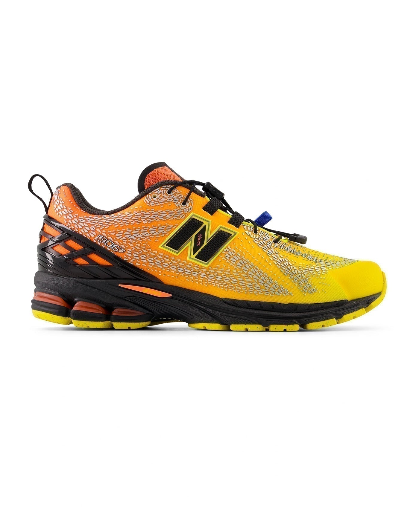 Sneakers New Balance 1906F jaune et orange dégradé profil gauche