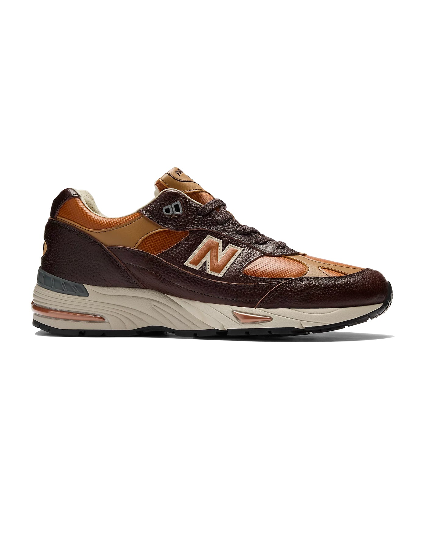 Sneakers New Balance 991 Made in UK marron caramel profil gauche