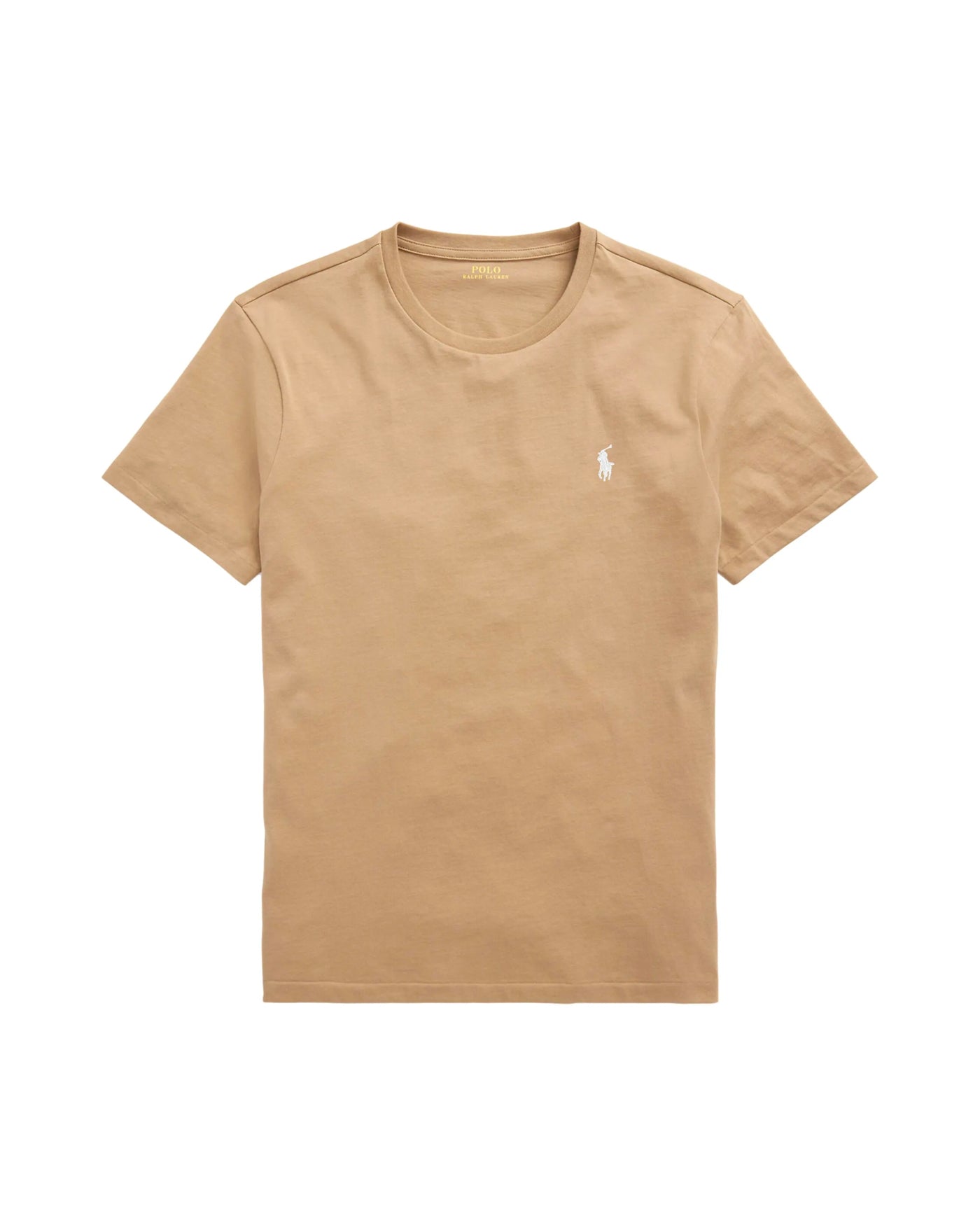 T-shirt Ralph Lauren beige col rond logo poney brodé vue face