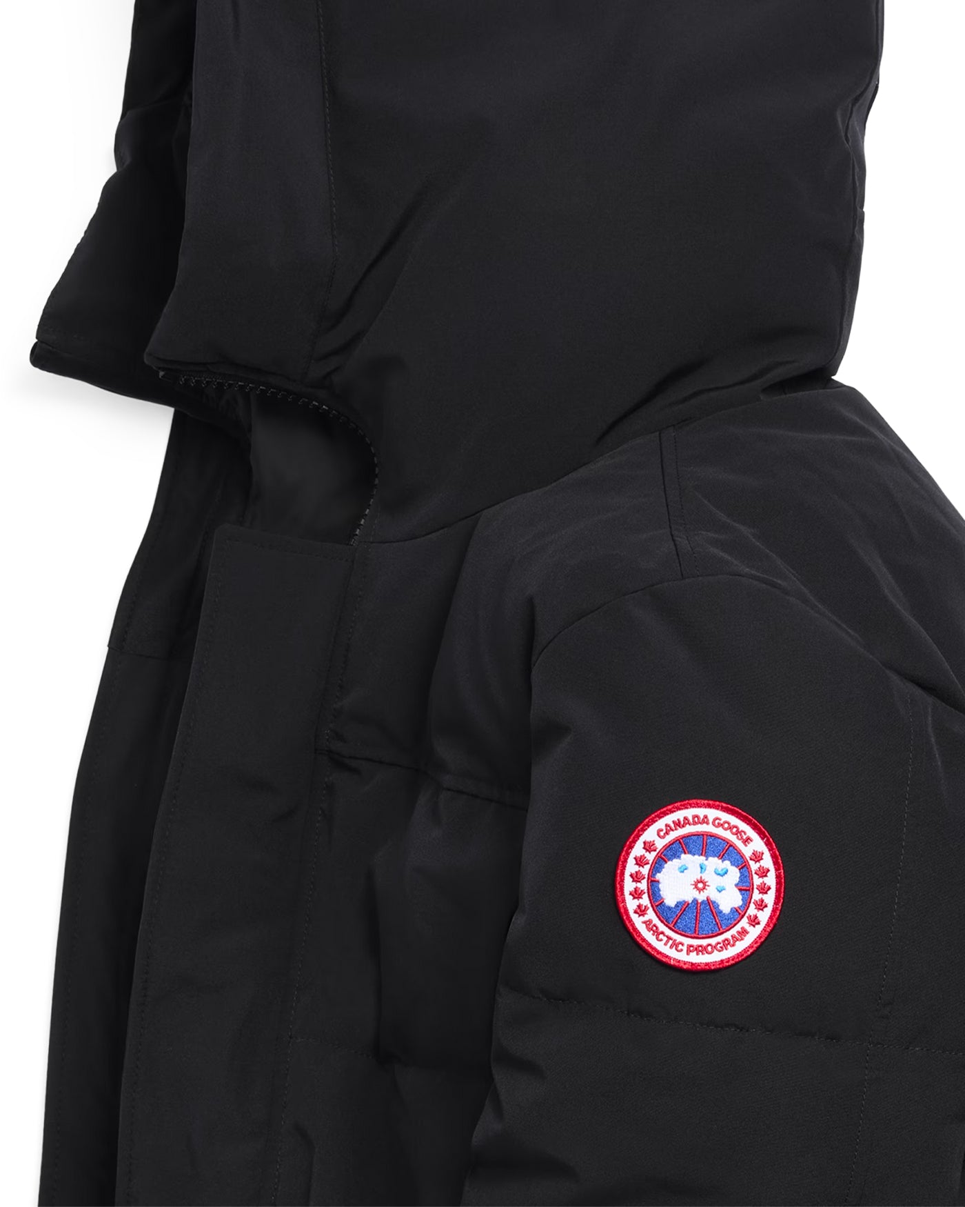 Parka Canada Goose Mac Millan noire détail patch Arctic Program épaule