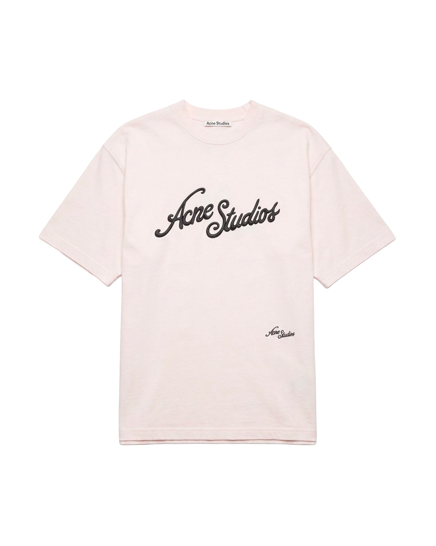 T-shirt Acne Studios logo brodé Acne Studios rose pâle centré face