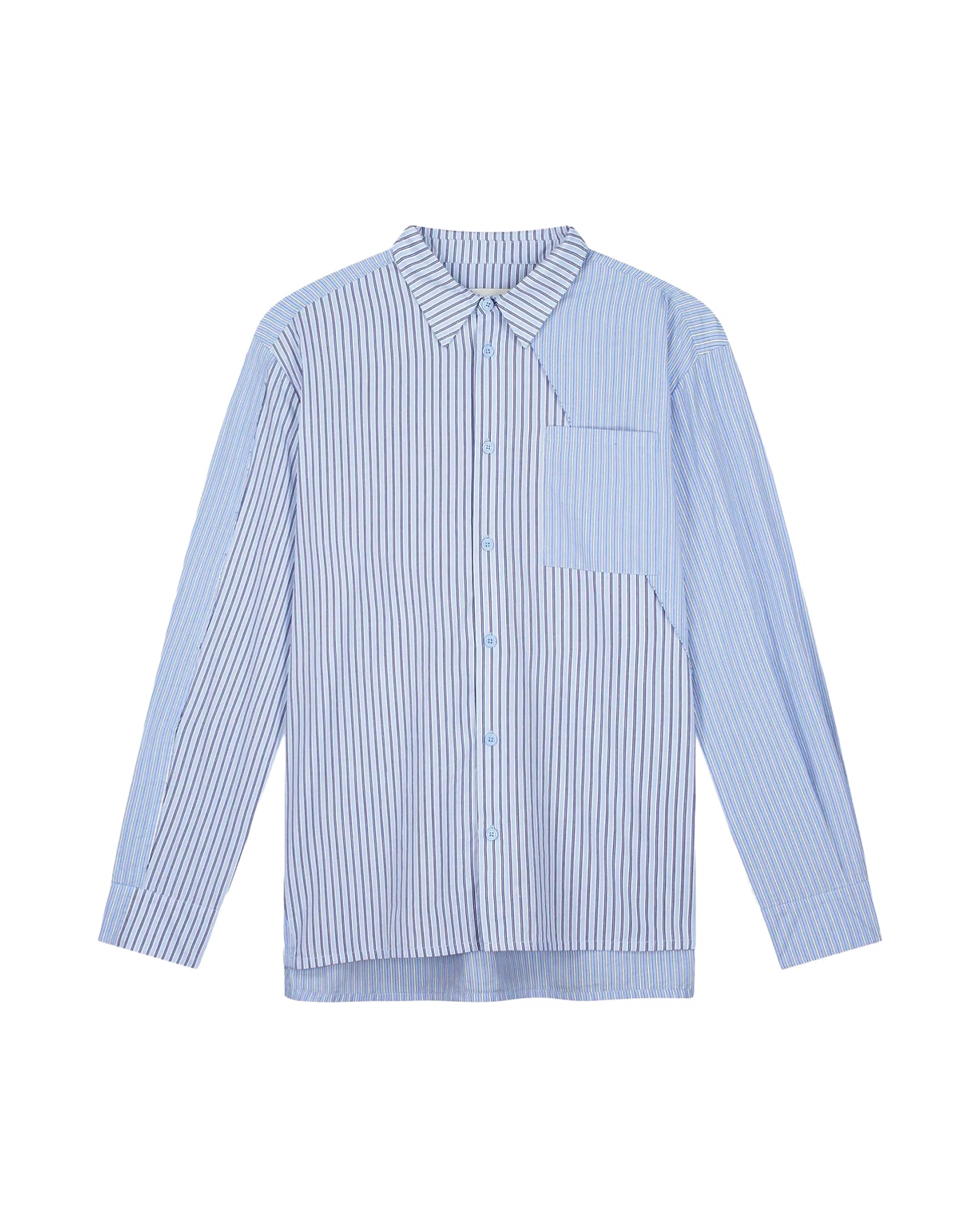 Chemise rayée asymétrique Arte Antwerp bleu et blanc à rayures face