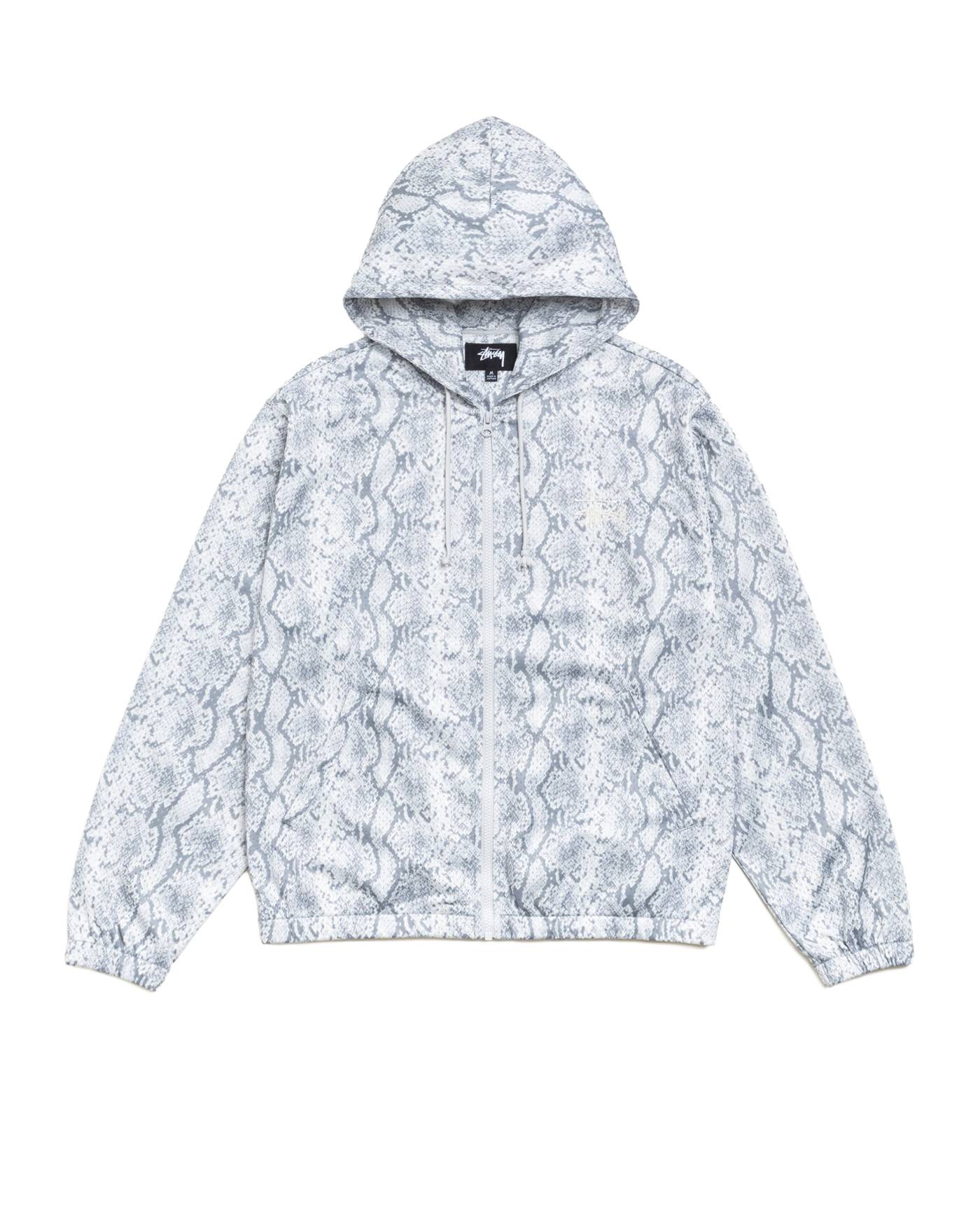 Sweat zippé à capuche Stüssy Athletic Mesh motif serpent blanc face