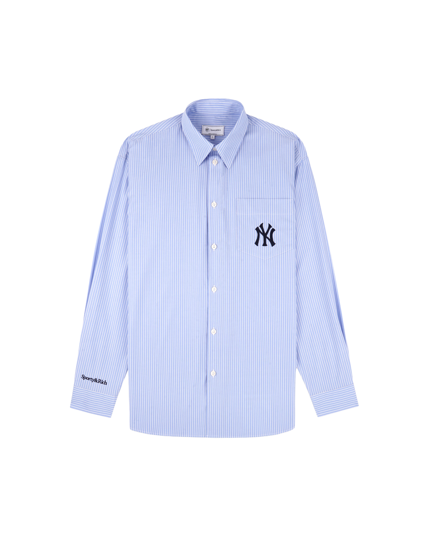 Chemise Sporty and Rich Yankees rayée bleu blanc logo NY face
