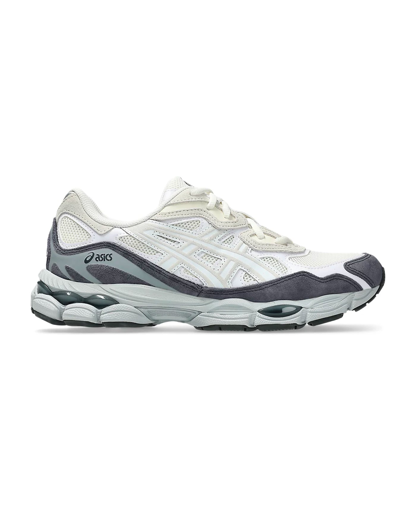 Sneakers Asics GEL-NYC Cream White blanc et gris ardoise profil droit
