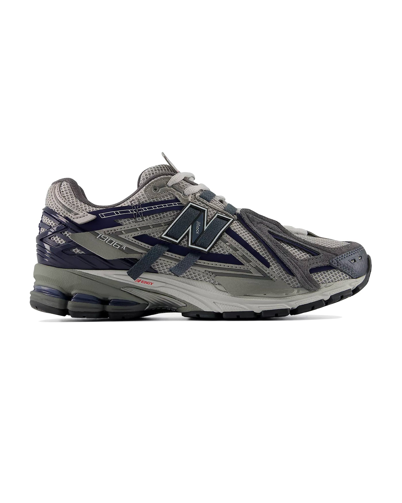 Sneakers New Balance 1906A gris graphite et bleu marine profil droit
