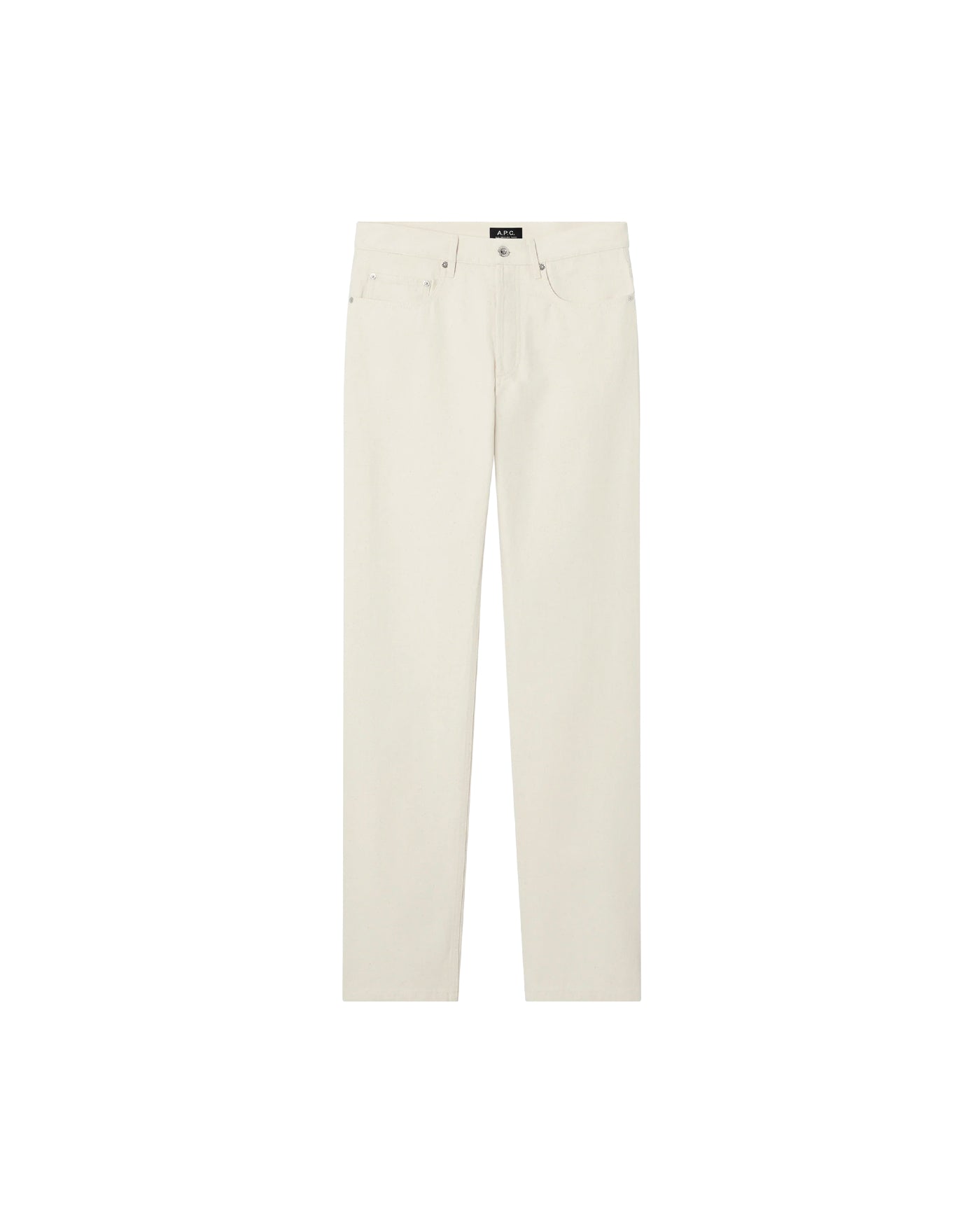 Jeans coupe droite A.P.C Rescue Blanc écru face sur fond blanc