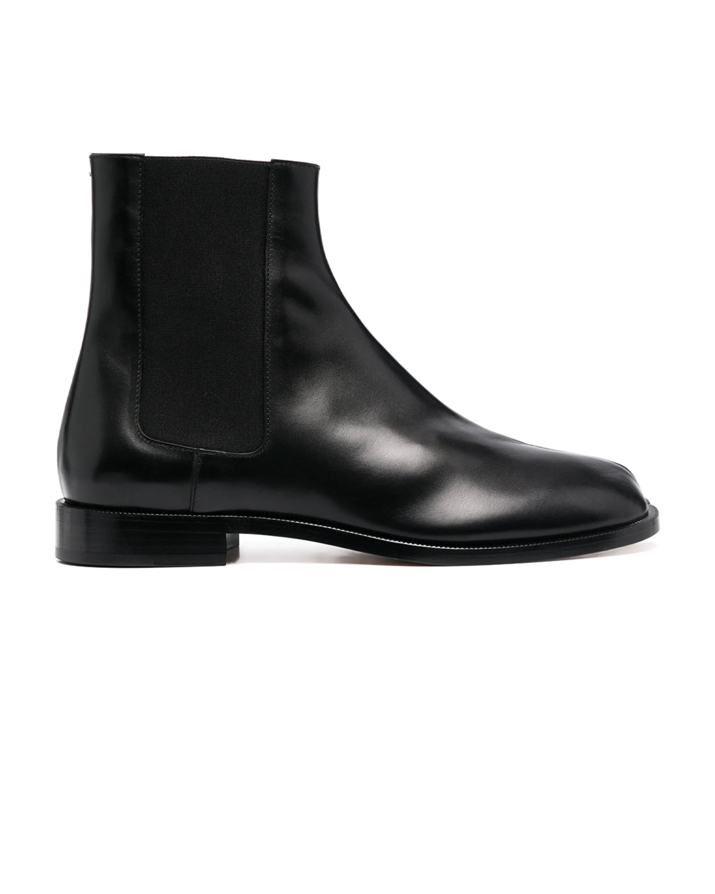 Chelsea boots Maison Margiela Tabi noires cuir lisse profil droit