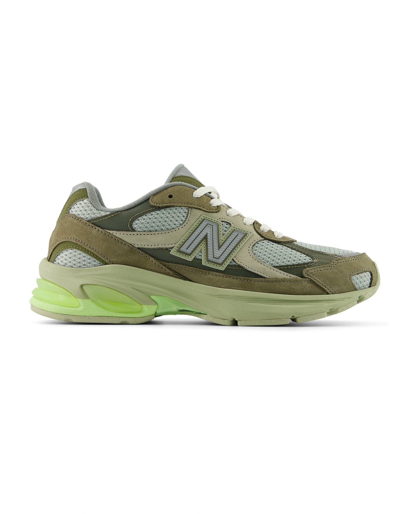 Sneakers New Balance 2010 vert kaki et vert lime profil gauche