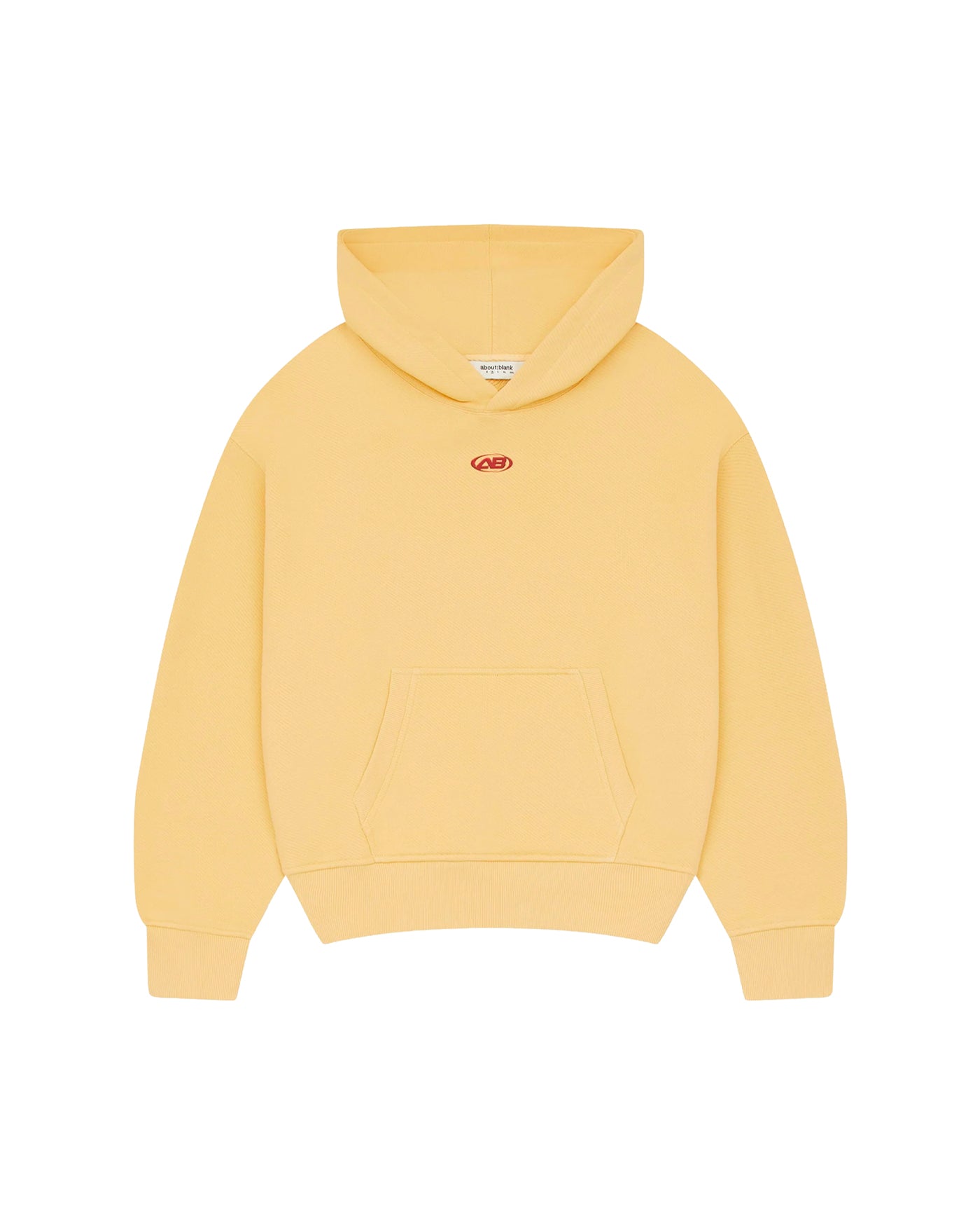 Sweat à capuche About:Blank Arc jaune logo rouge brodé vue face