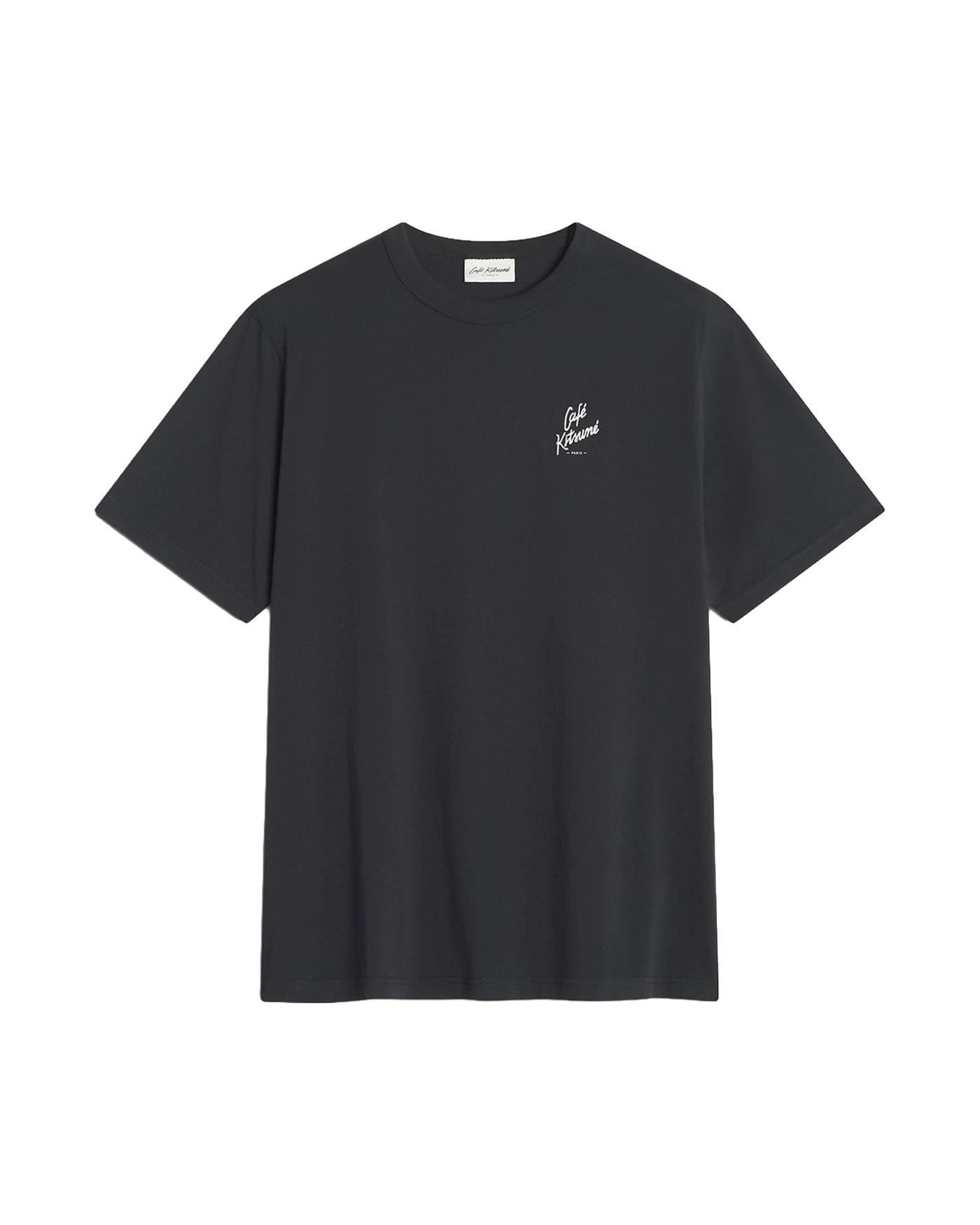 T-shirt Café Kitsuné Relax unisexe noir logo brodé poitrine face