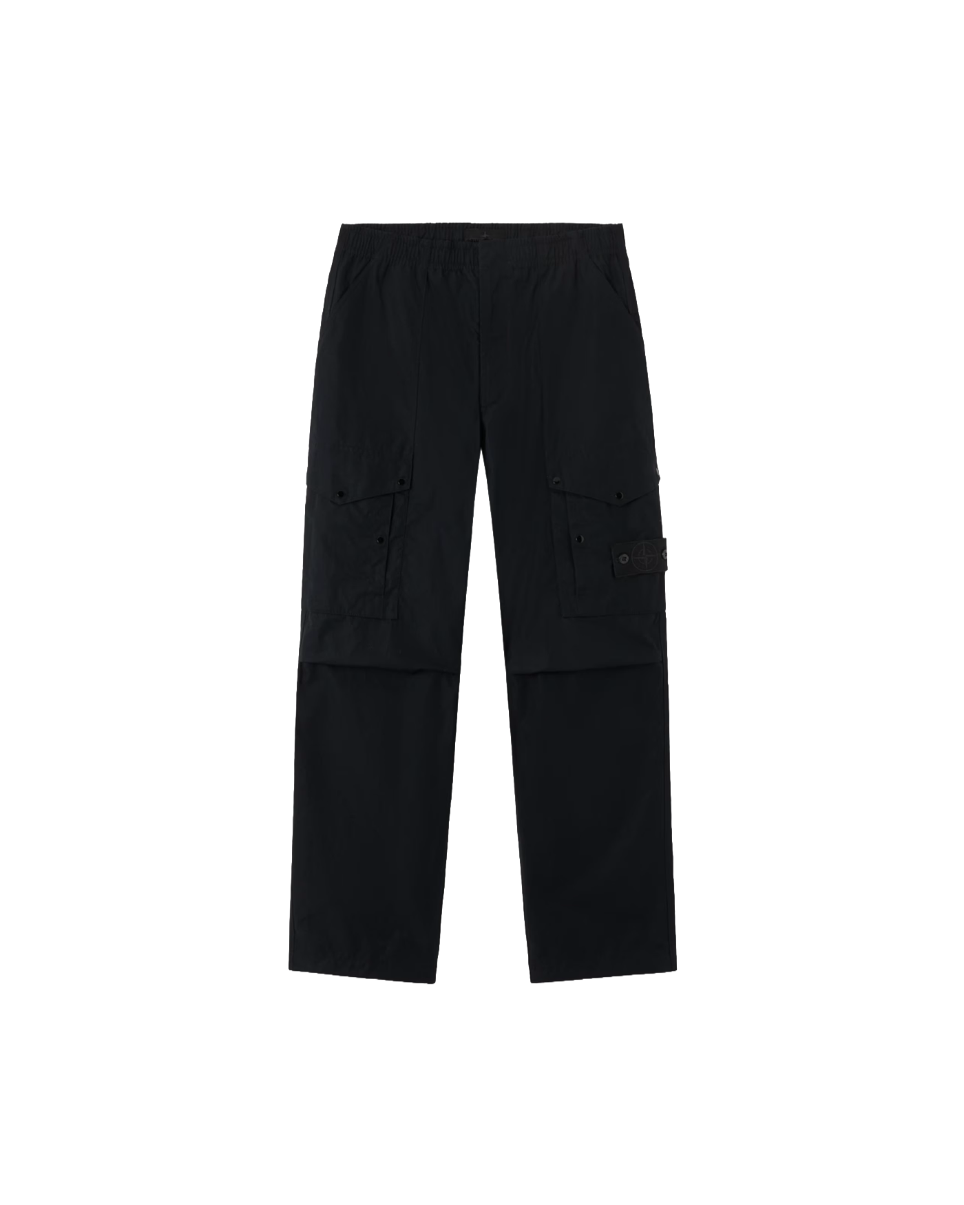 Pantalon cargo Stone Island noir loose avec poches latérales, vue face