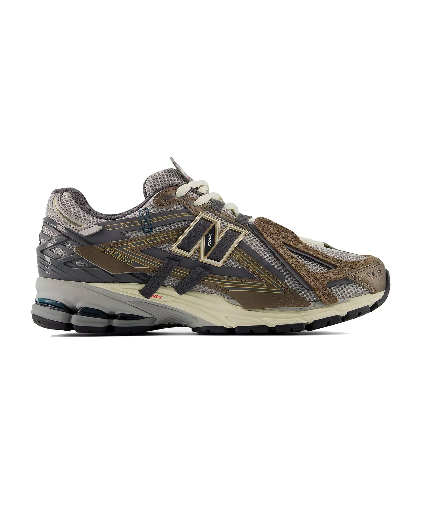 Sneakers New Balance 1906A marron thunder et gris profil droit