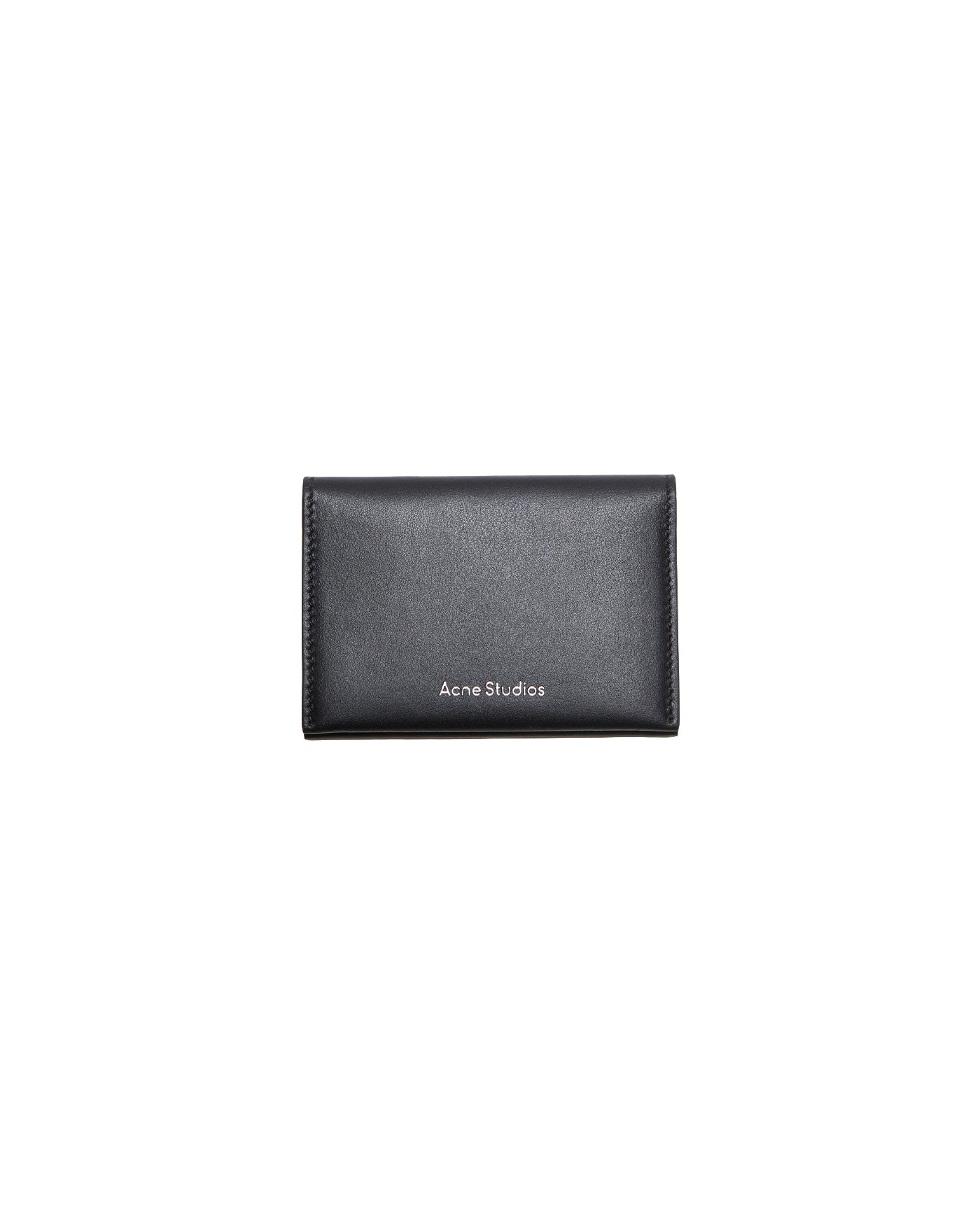 Portefeuille Acne Studios en cuir noir logo argenté vue face