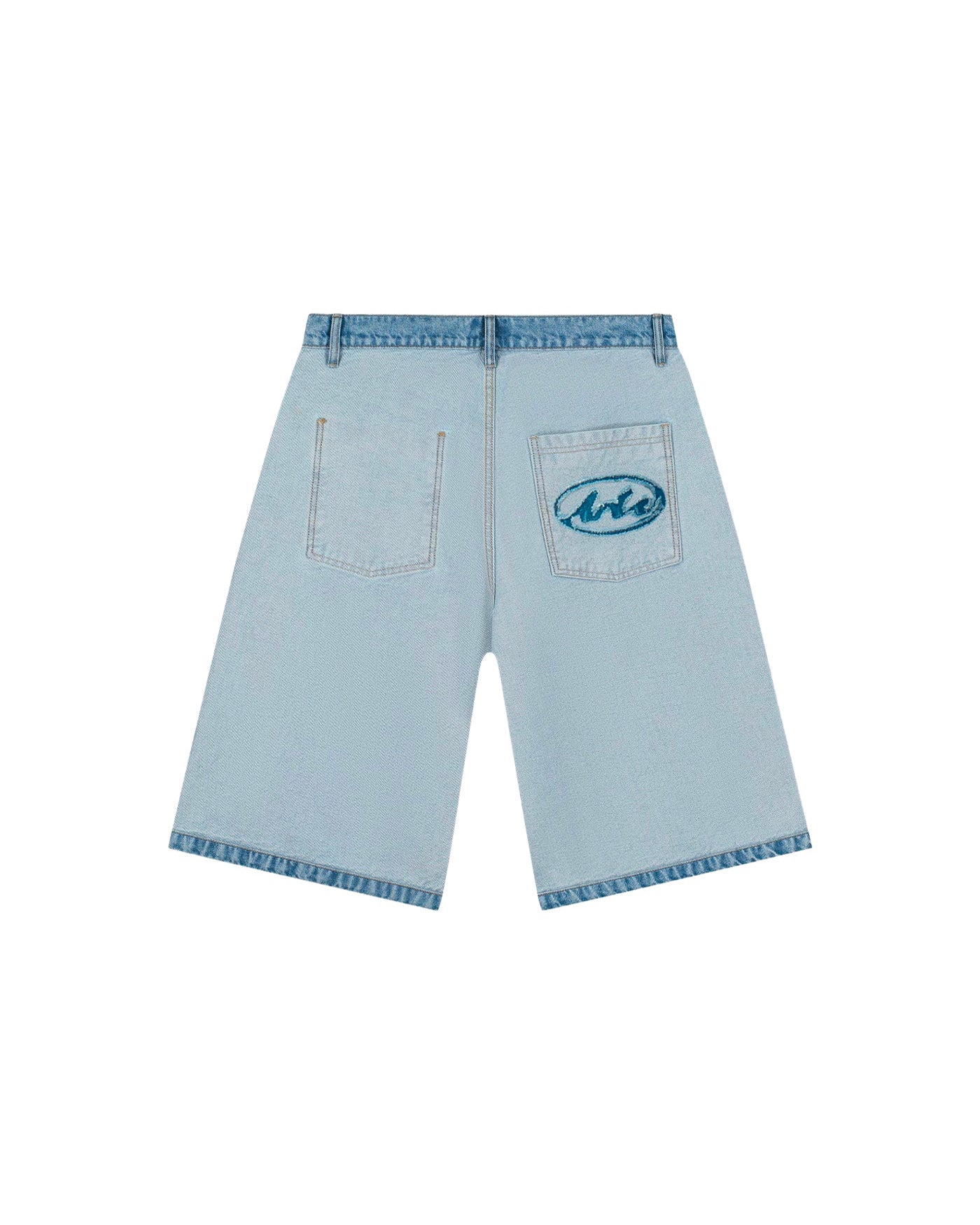 Short denim Arte Antwerp bleu clair patch logo ovale brodé dos
