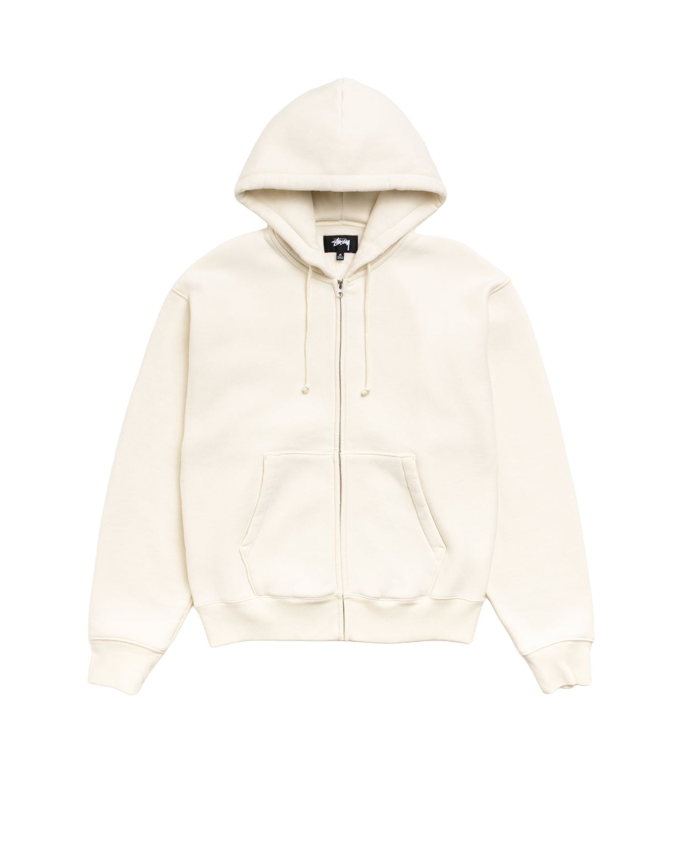 Sweat zippé à capuche Stüssy Cursive Applique écru brodé face