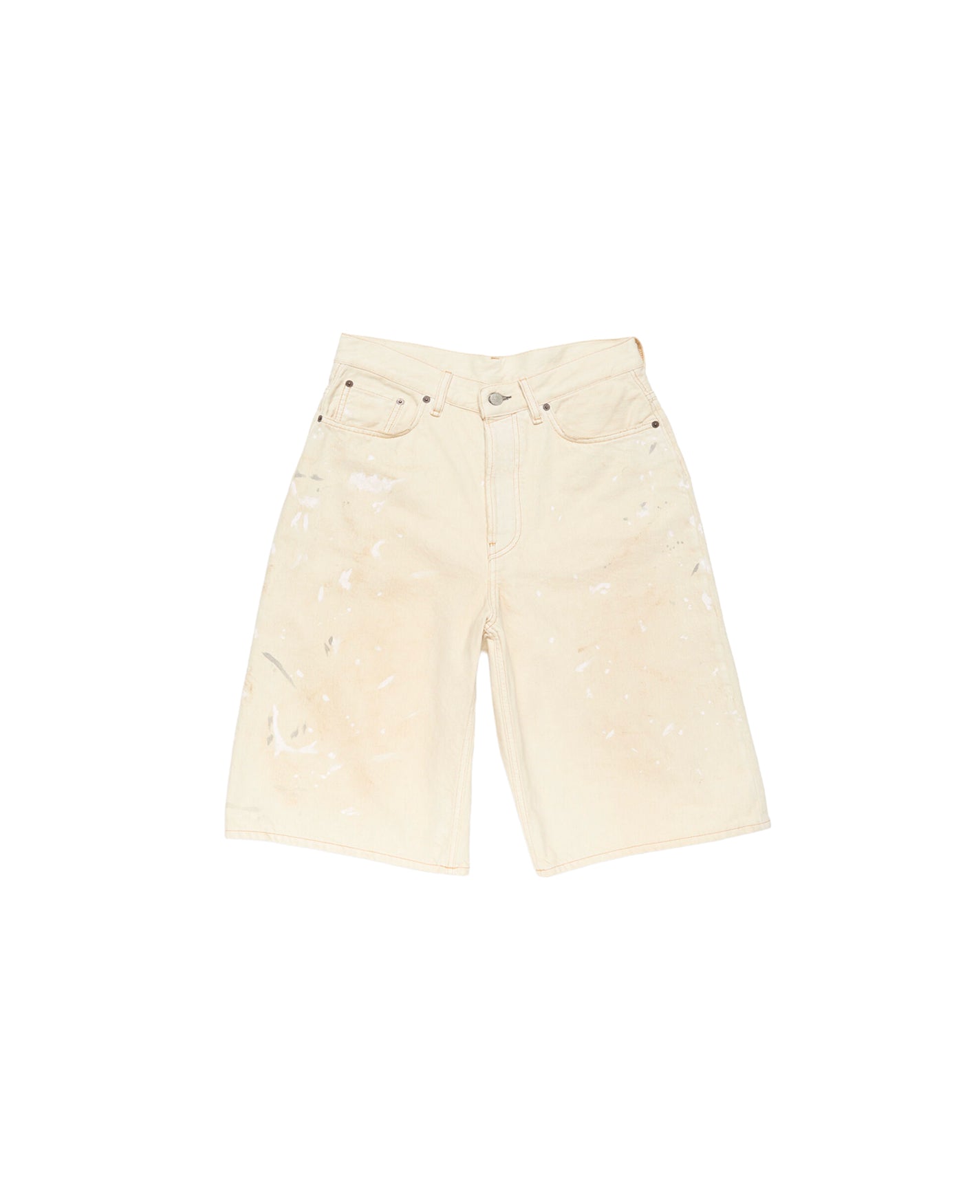 Short denim Acne Studios crème éclaboussures de peinture face