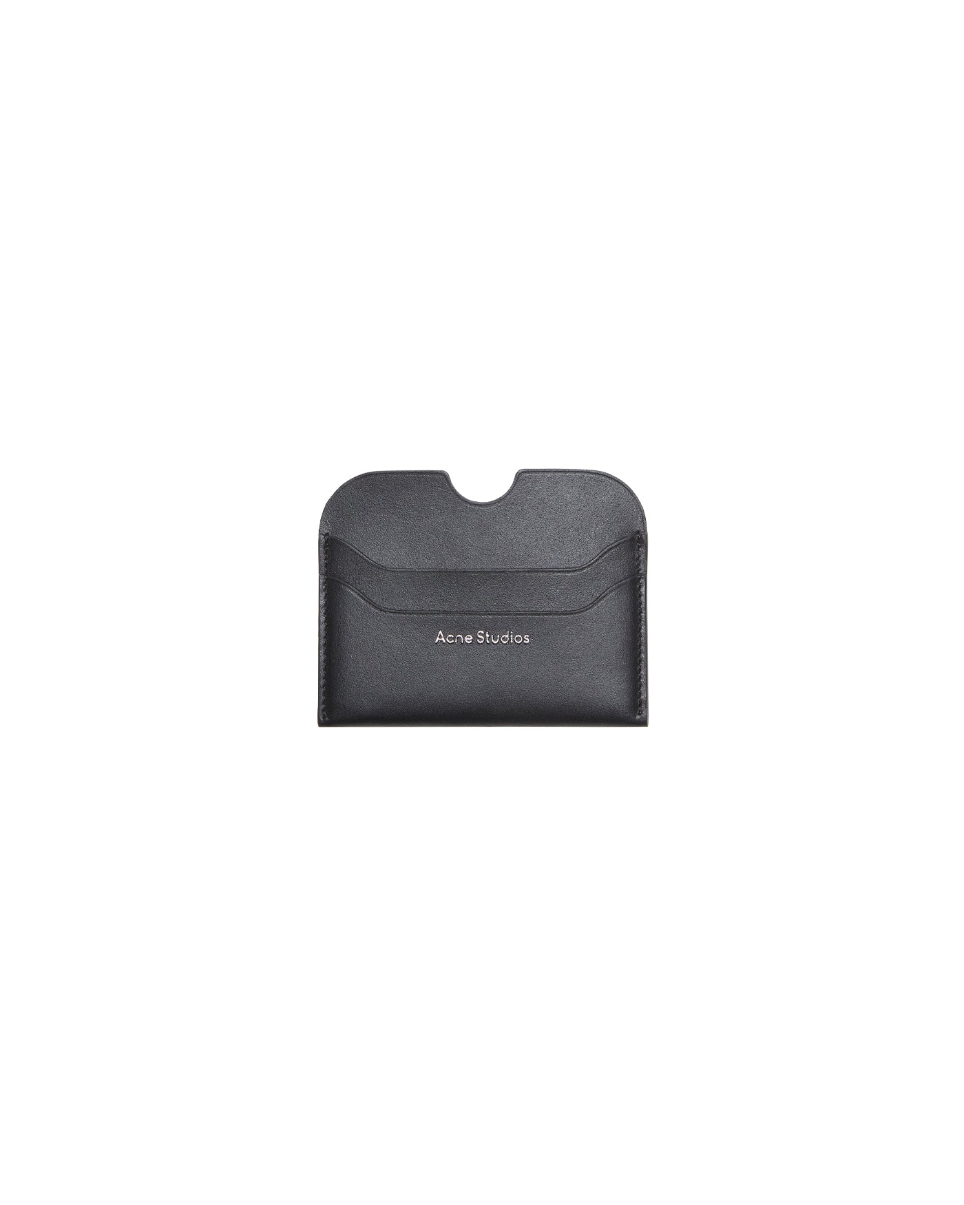 Porte-cartes Acne Studios en cuir noir avec logo argenté face
