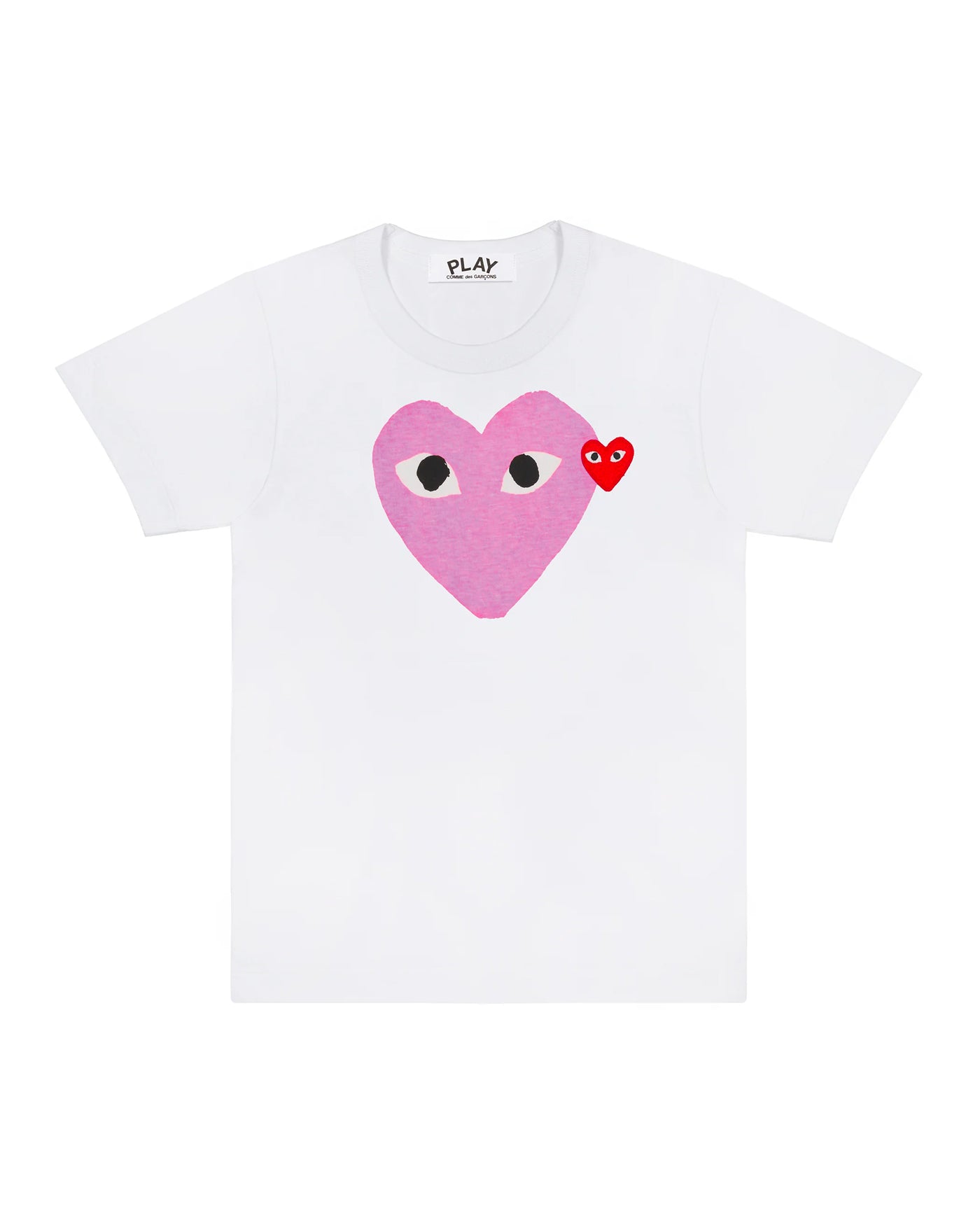 T-shirt Comme des Garçons Play blanc coeur rose imprimé face