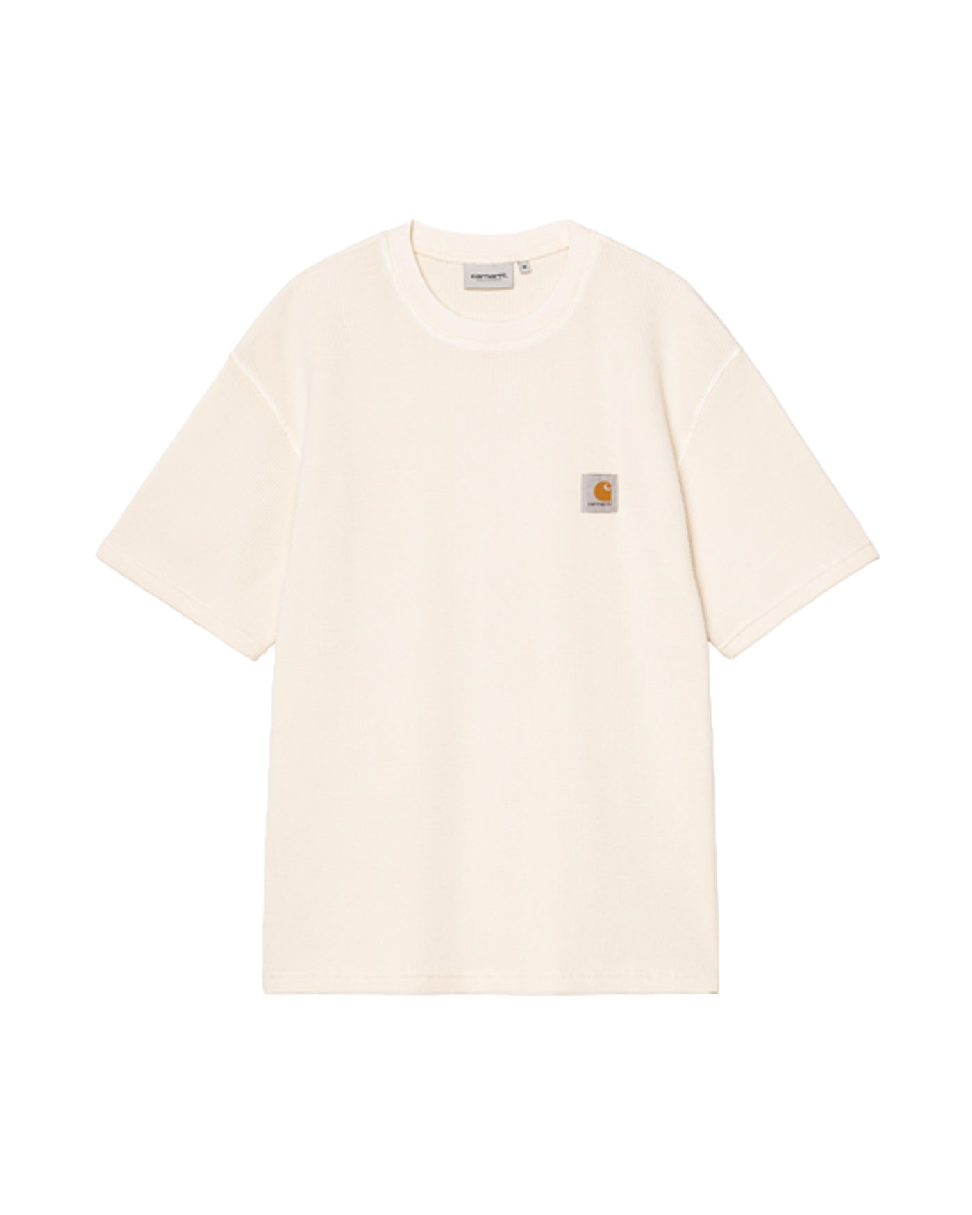 T-shirt Carhartt WIP Nelson Waffle blanc naturel face patch logo