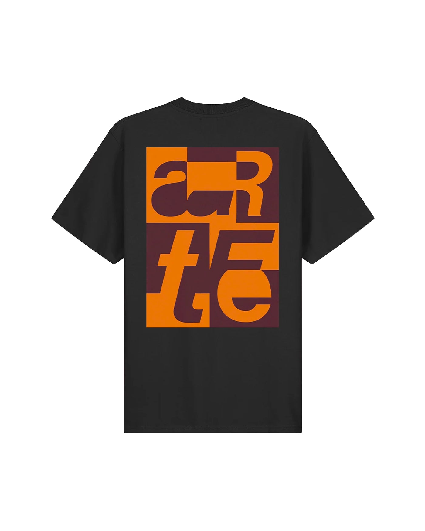T-shirt Arte Antwerp noir graphique logo orange bordeaux, dos