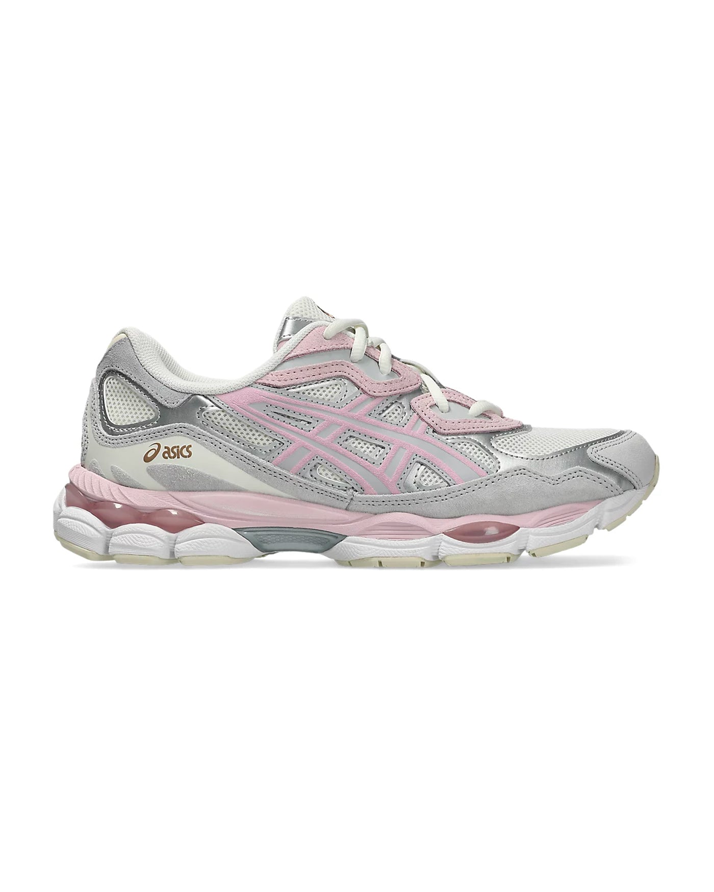 Sneakers Asics Gel-NYC Concrete Barely Rose gris et rose poudré profil gauche