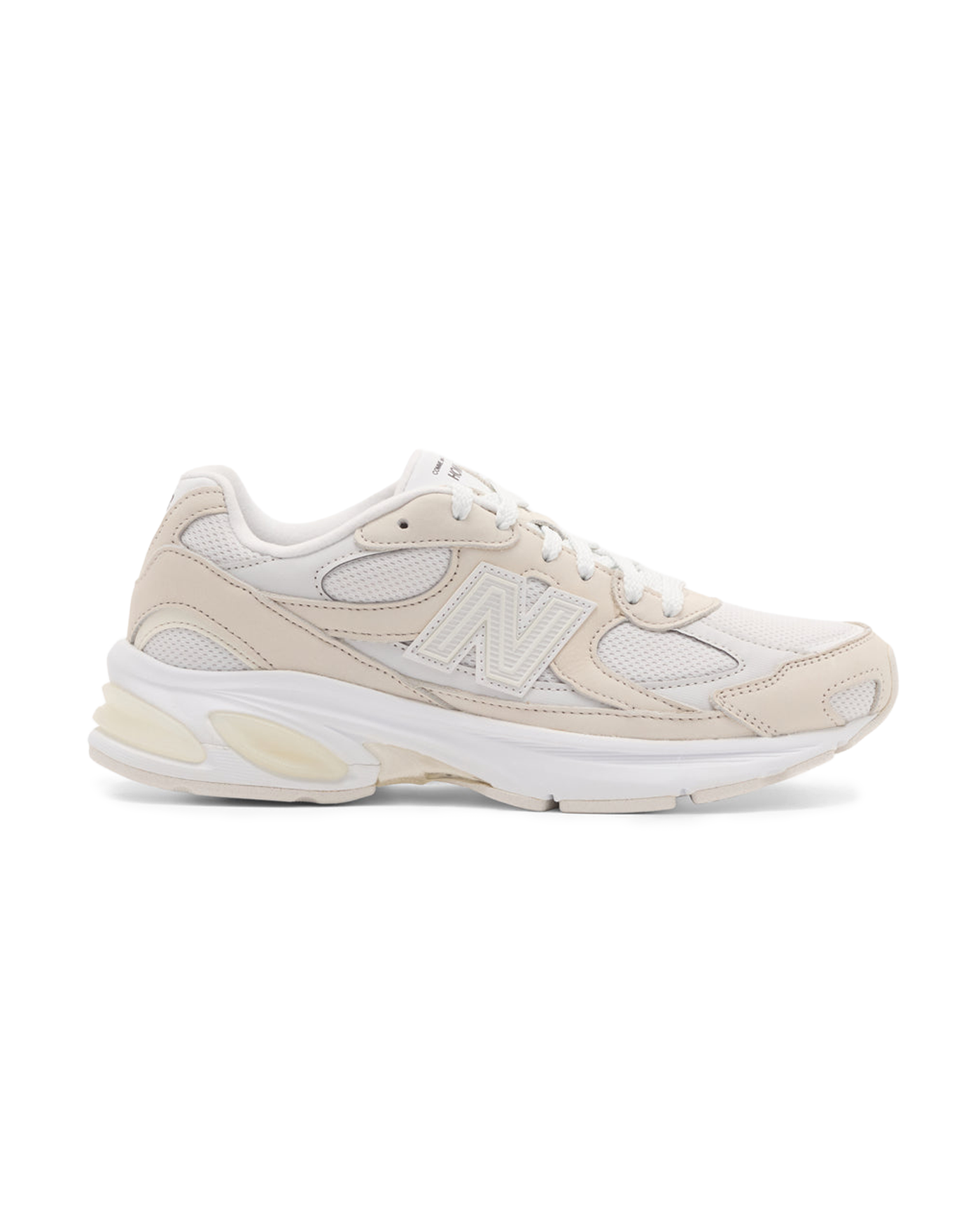 Sneakers Comme des Garçons x New Balance blanc beige profil droit