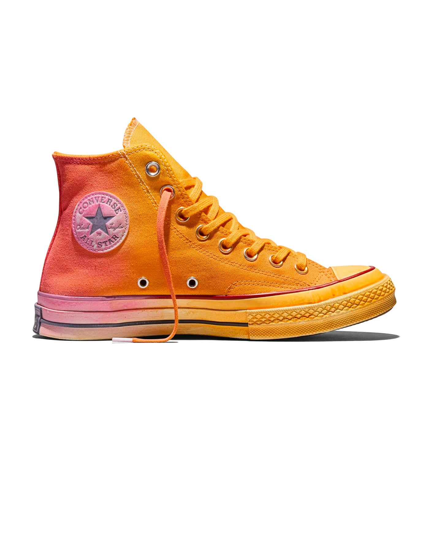 Sneakers Converse Chuck 70 Color Fest orange et rose teint, profil gauche