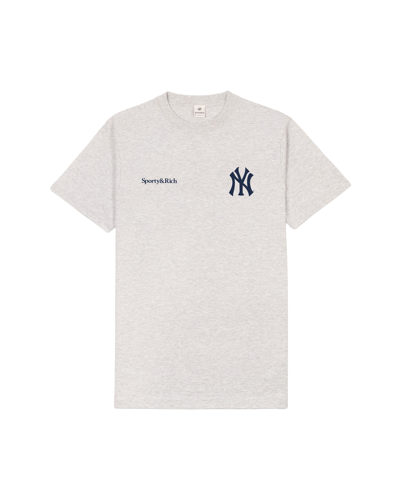 T-shirt Sporty & Rich x Yankees manches courtes gris chiné logo NY face