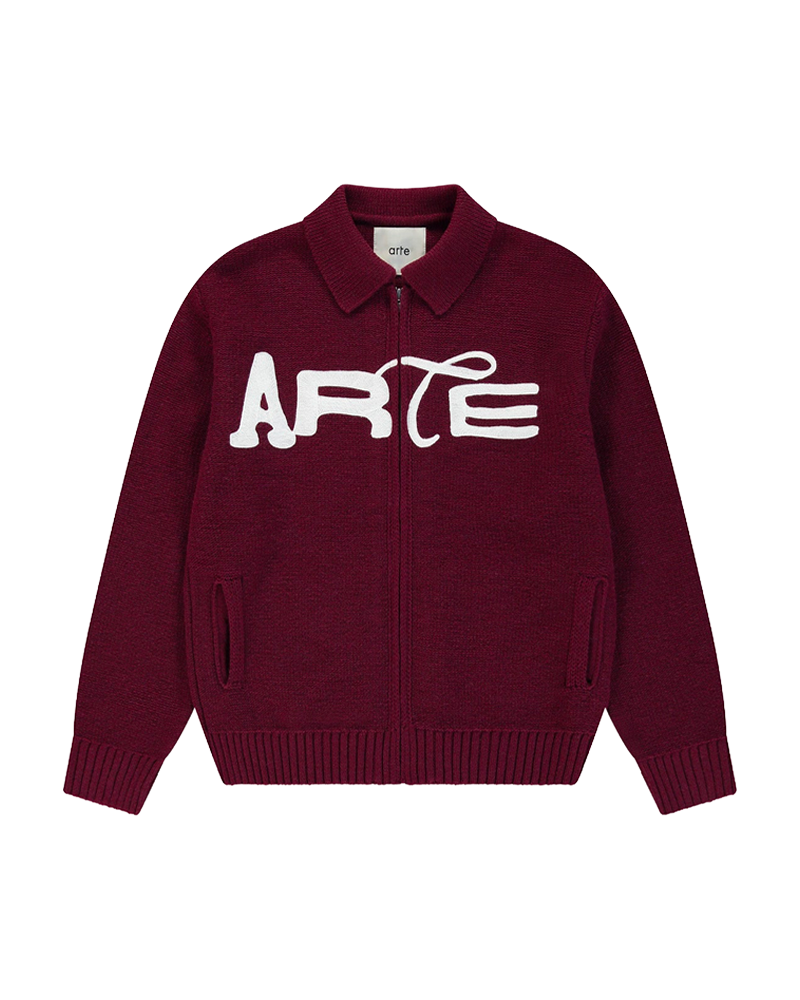 STENCIL ZIP CARDIGAN BORDEAUX